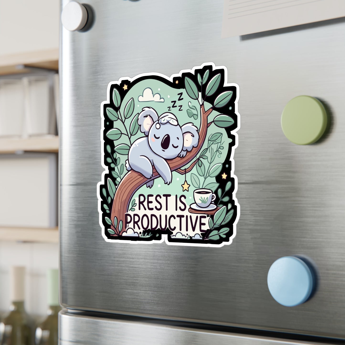 Rest is Productive - Self-care Sticker for Laptop Sticker. Water Bottle Sticker, Vinyl Relaxation art Decal - Self-care Gift