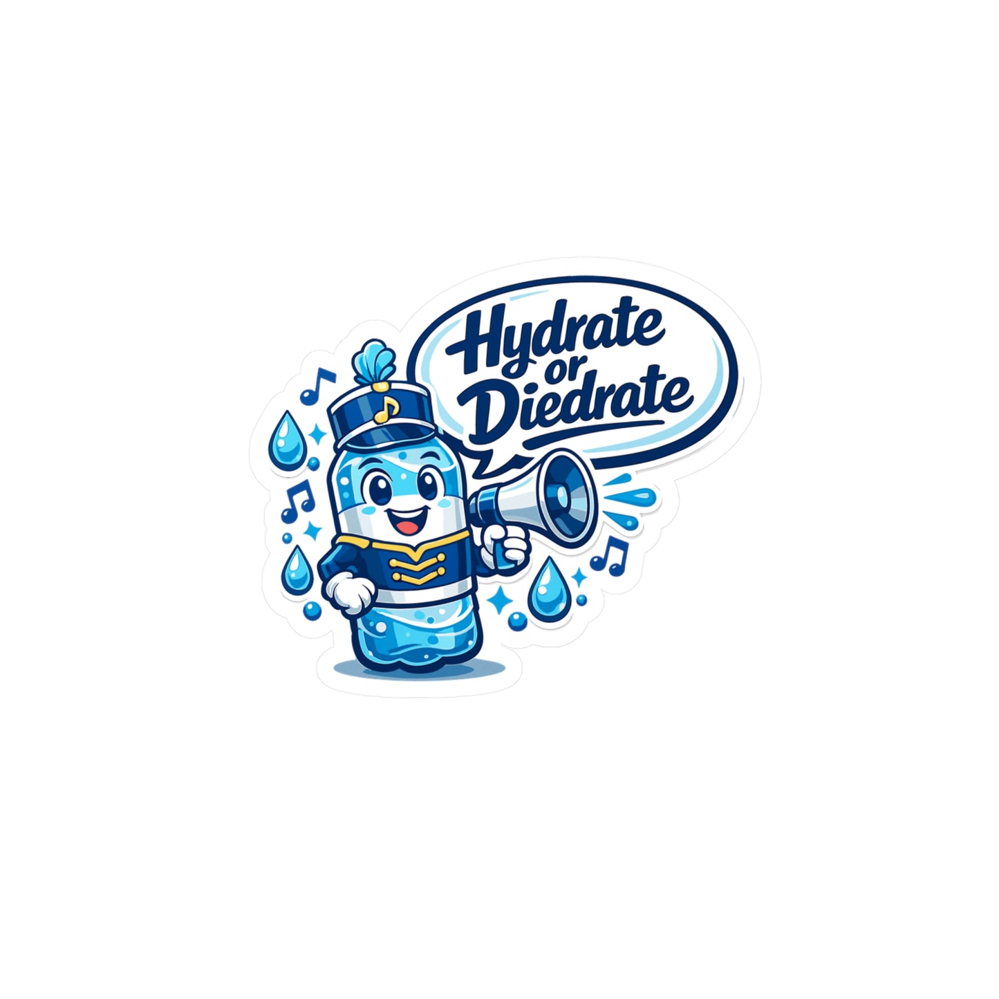 Marching Band Sticker Hydrate or Diedrate Funny Drummer Band Director Mellophone Vinyl Waterproof Decals for Laptop Water Bottle