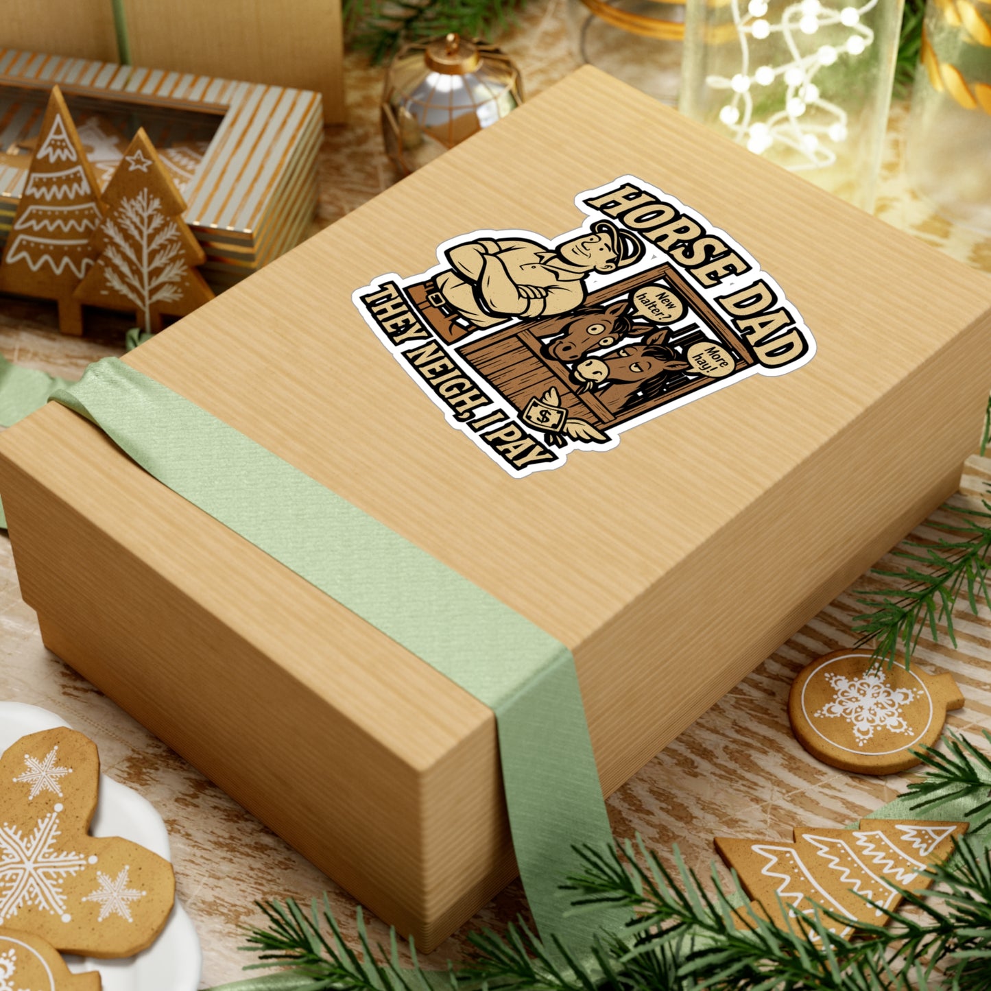 Horse Dad – They Neigh, I Pay | Funny Horse Sticker for Laptop or Water Bottle | Equestrian Gift for Men