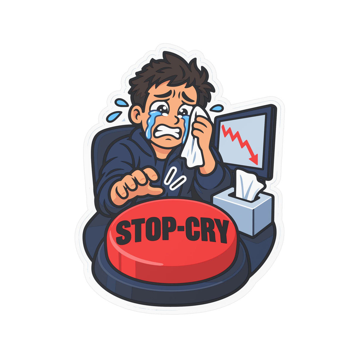 Day Trading Sticker – Stop-Cry Decals for the Stock Market and Forex Trader, for Laptop or Water Bottle