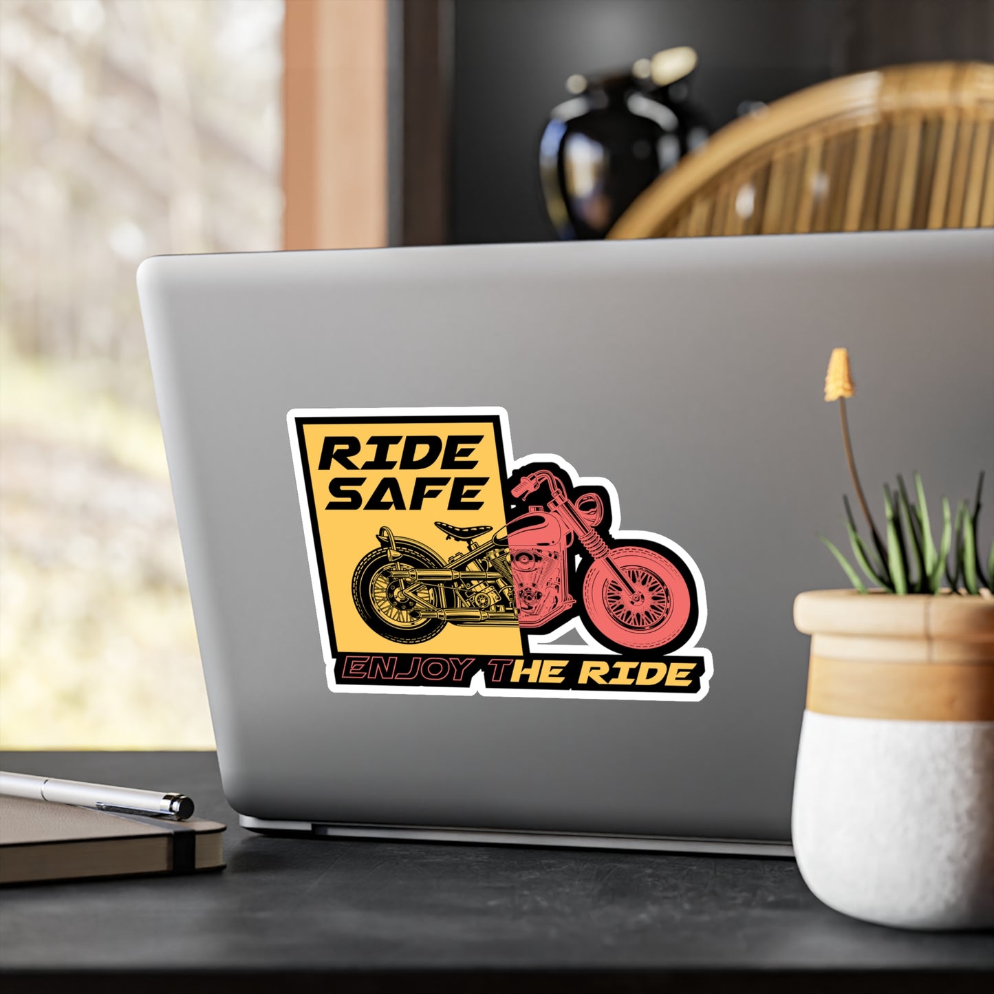 Ride safe enjoy the ride - Motorcycle Sticker for Laptop Sticker. Water Bottle Sticker, Vinyl Biker Decal - Motorcycle Gift
