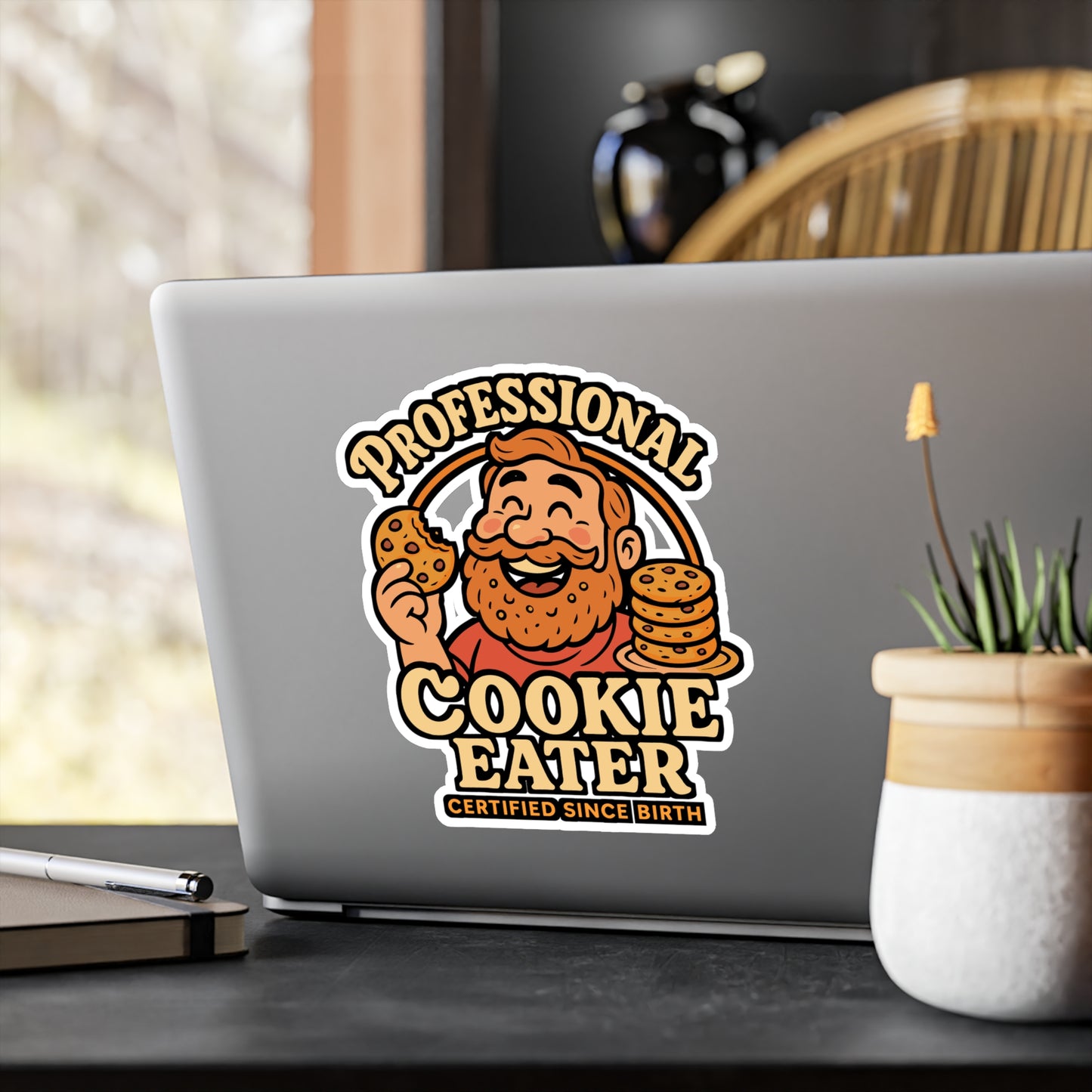 Professional Cookie Eater – Funny Sticker for Laptop or Water Bottle | Vinyl Baking Decal, Cookie Lover Gift