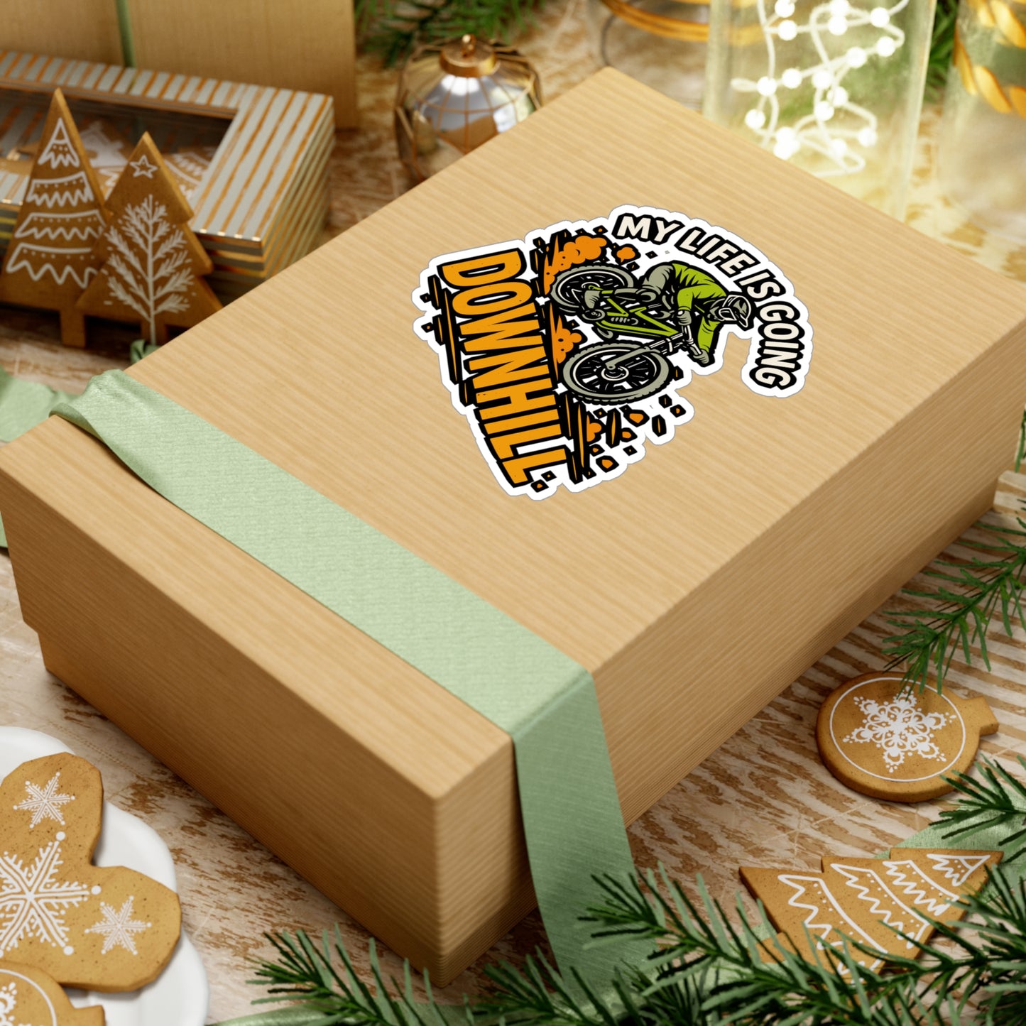 My Life Is Going Downhill – Cycling Sticker for Laptop or Water Bottle | Vinyl Decal, Bike Gift, Mountain Biking