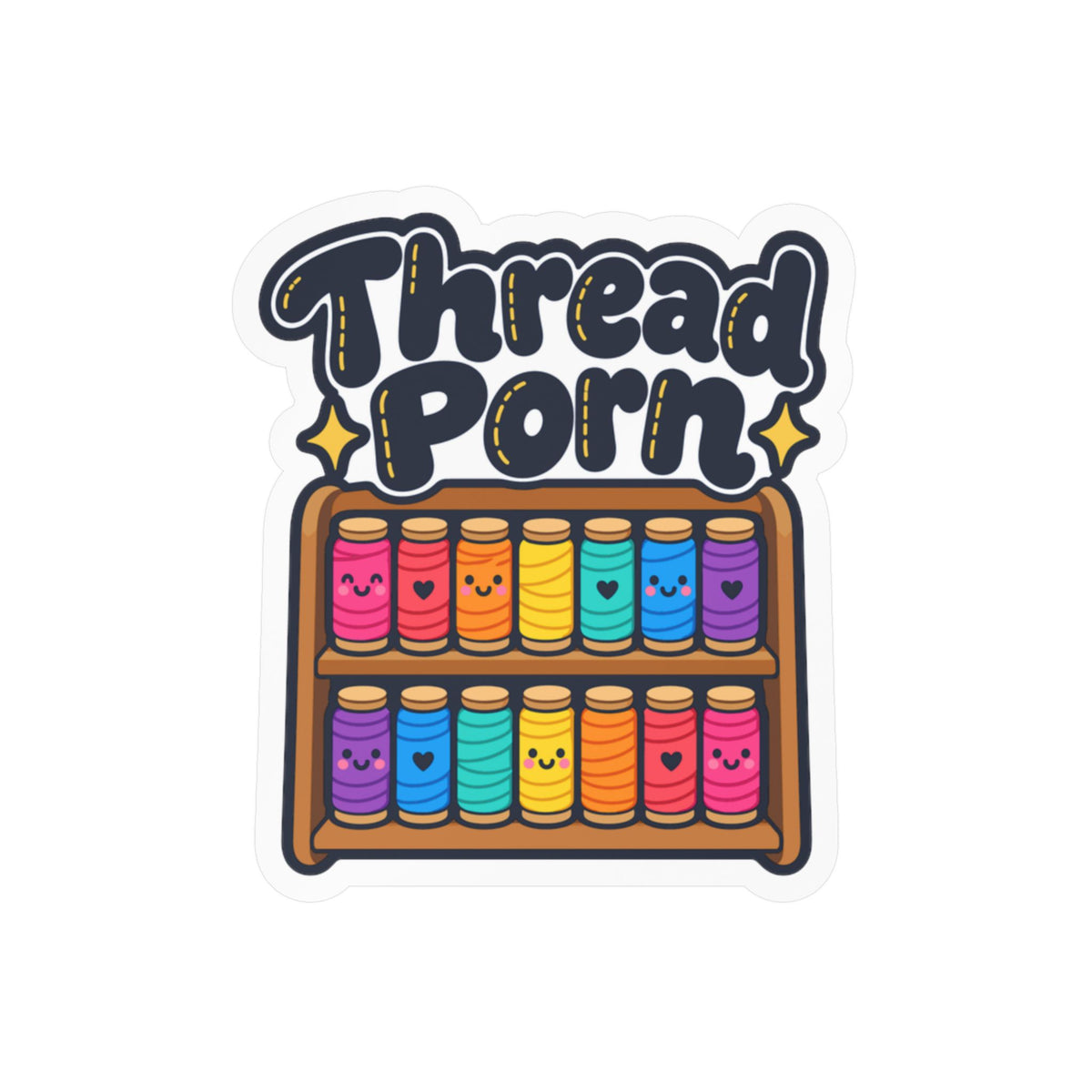 Embroidery Sticker with Thread Porn Design - Needlework and Stitching decals for Crafting Fans, Laptops and Water Bottles