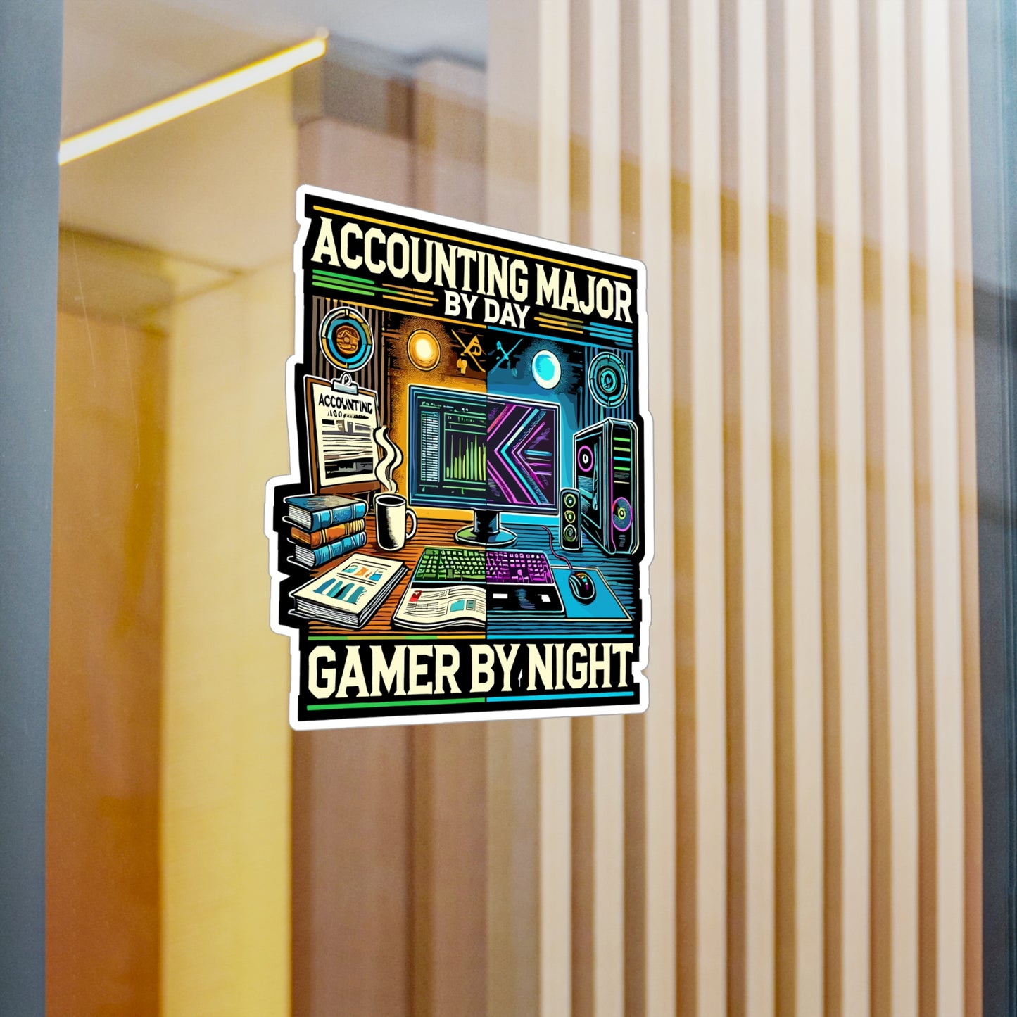 Accounting Major By Day Gamer By Night - Accounting major Sticker for Laptop Sticker. Water Bottle Sticker, Vinyl Gamer Decal - Accounting major Gift