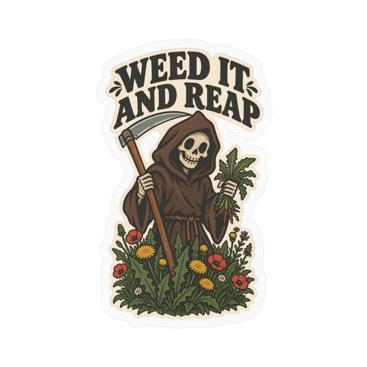 Plants Sticker - Weed It And Reap Dandelion Design, Nature-Inspired Friendship Decals for Laptop and Water Bottle