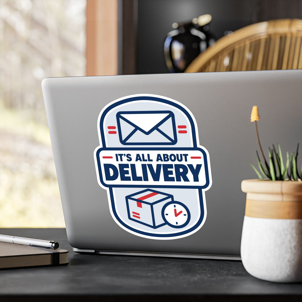Postal Worker Sticker, It's All About Delivery Decals for Mailbox, Laptop, Waterproof Vinyl Rural Carrier Gift