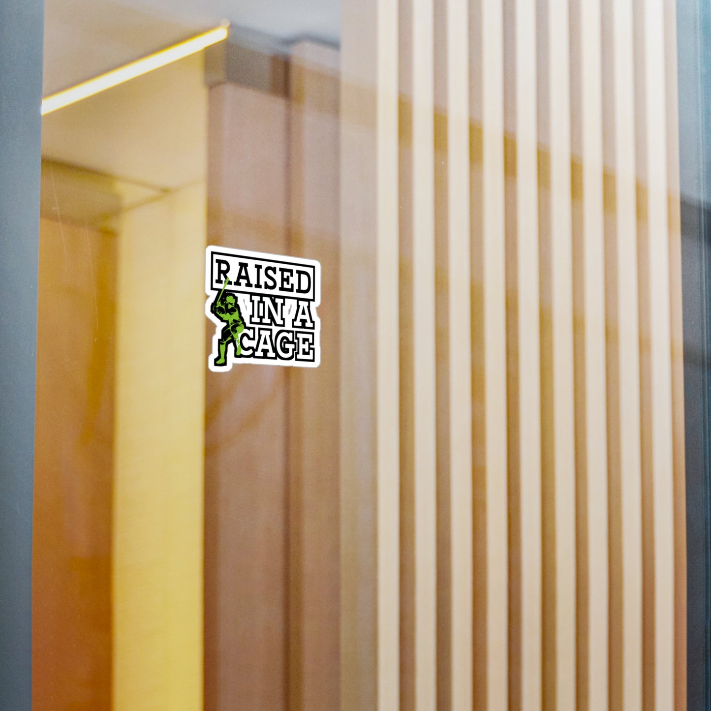 Raised In A Cage - Baseball Sticker for Wall Car Window Laptop Sticker. Water Bottle Sticker, Vinyl Softball Decal, Game Sticker - Baseball Gift