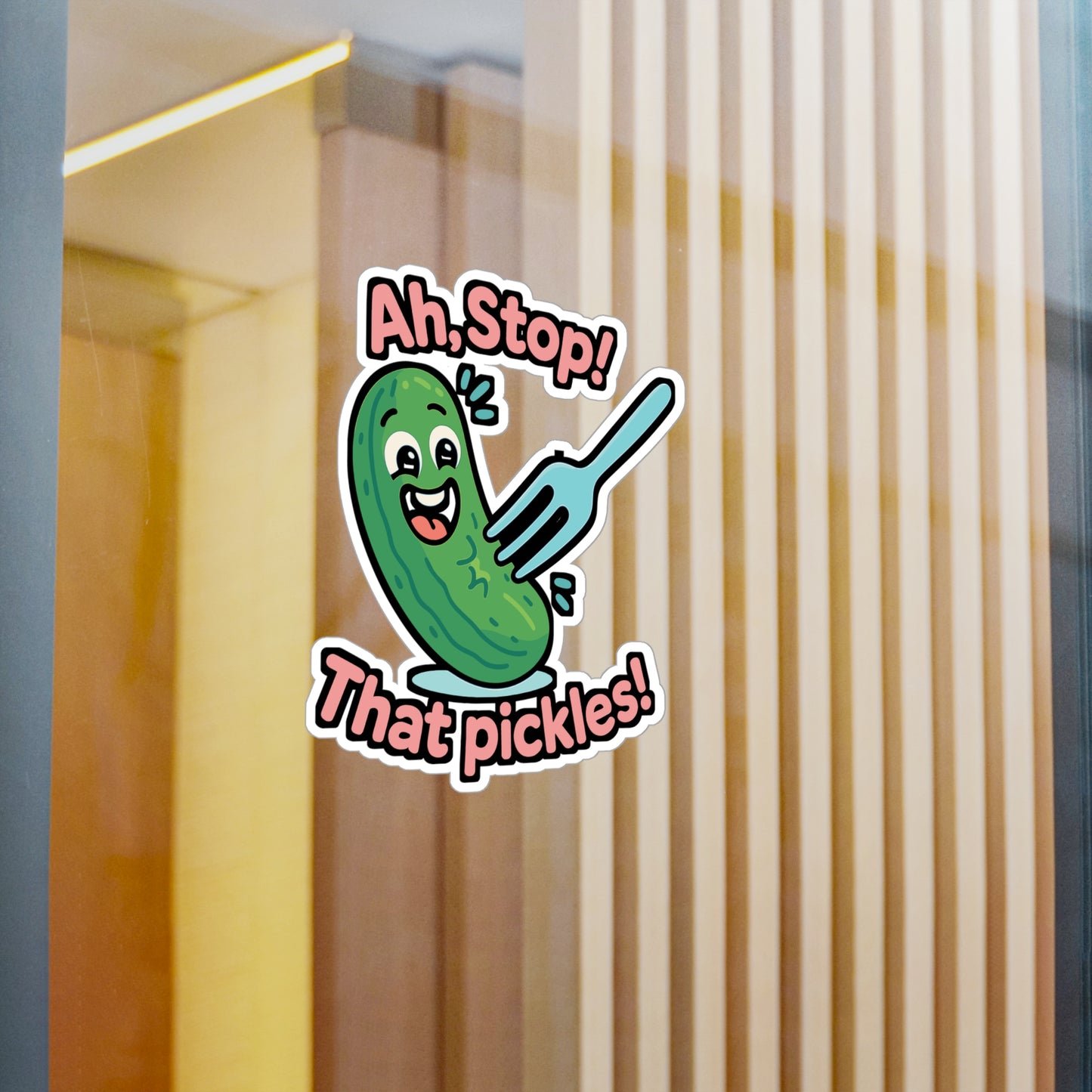 Pickle Sticker – "Ah Stop That Pickles" Quirky Cartoon Decals, Fun Pun Waterproof Vinyl for Laptop, Water Bottle