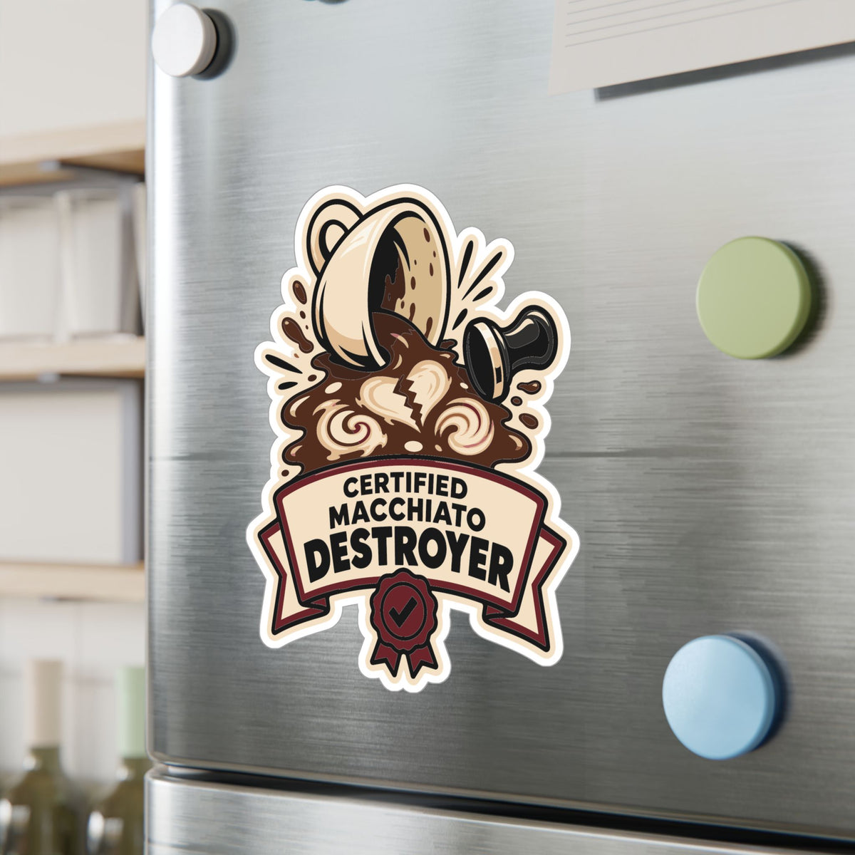 Espresso Sticker - Certified Macchiato Destroyer Decals for Your Coffee Grinder or Digital Scale