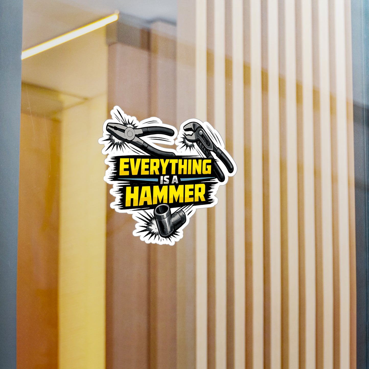 Electrician Sticker “Everything Is a Hammer” Funny Vinyl Waterproof Decals for Laptop, Water Bottle Cable Wire Stripper Theme