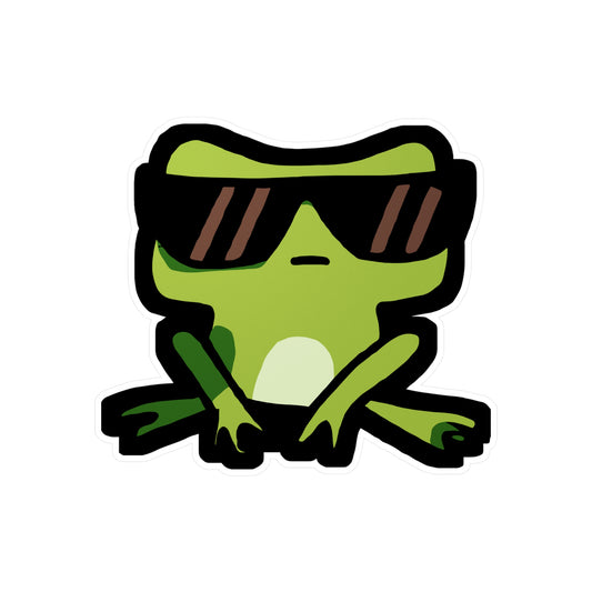 Frog with Sunglasses - Frog Sticker for Car Wall Window Laptop Sticker. Water Bottle Sticker, Vinyl Sunglasses Decal, Cool Sticker - Frog Gift