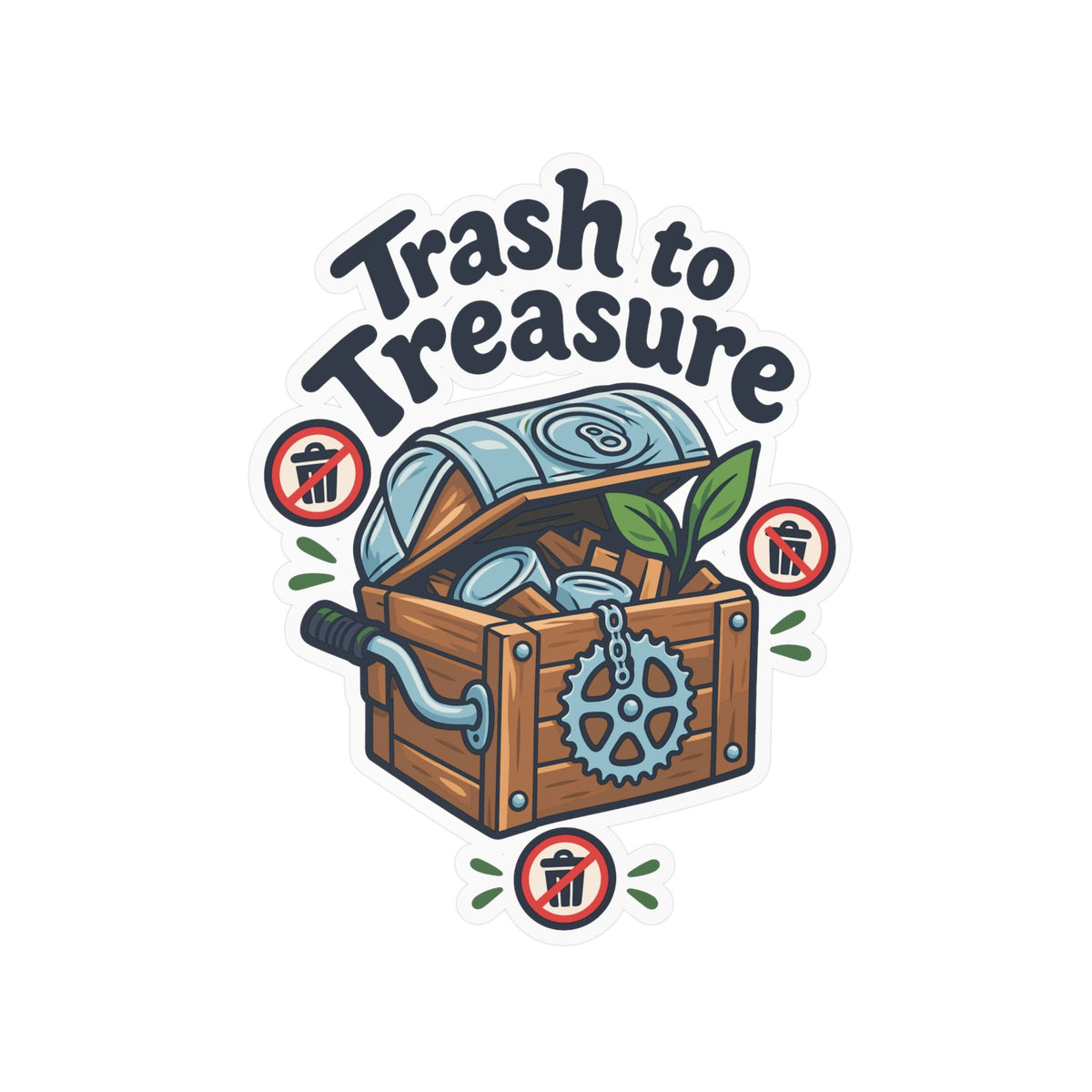 Upcycling Sticker - Trash To Treasure Recycling Art, Sustainability Decals for Laptop and Water Bottle