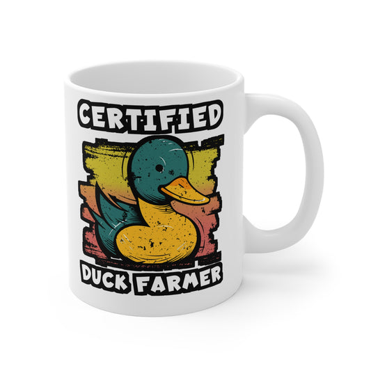 Certified Duck Farmer - Farmer Mug for Coffee 11oz. Farmer Cup, White ceramic, Tractor Mug, Livestock Tea Cup - Farmer Gift