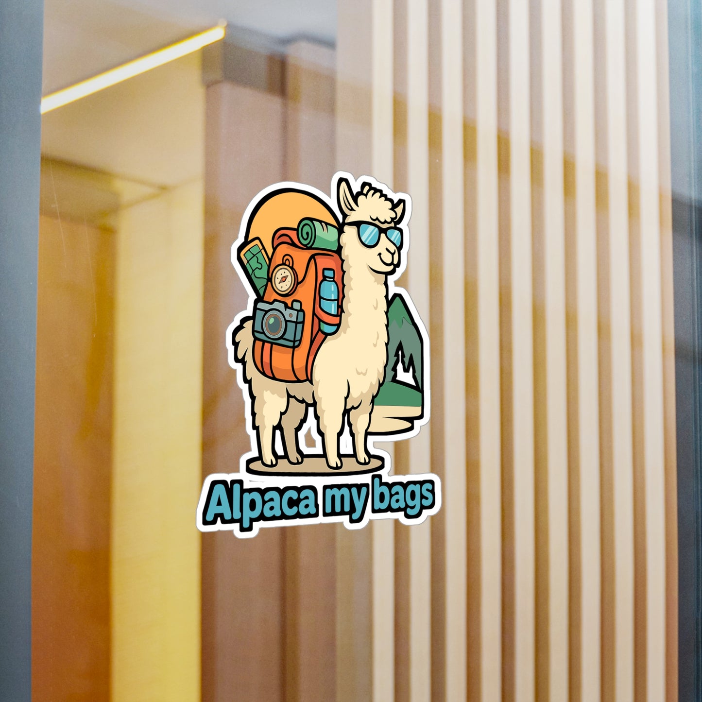 Alpaca Sticker – "Alpaca My Bags" Adventure Decal for Laptop, Travel Backpack, Waterproof Vinyl Decor for Water Bottle