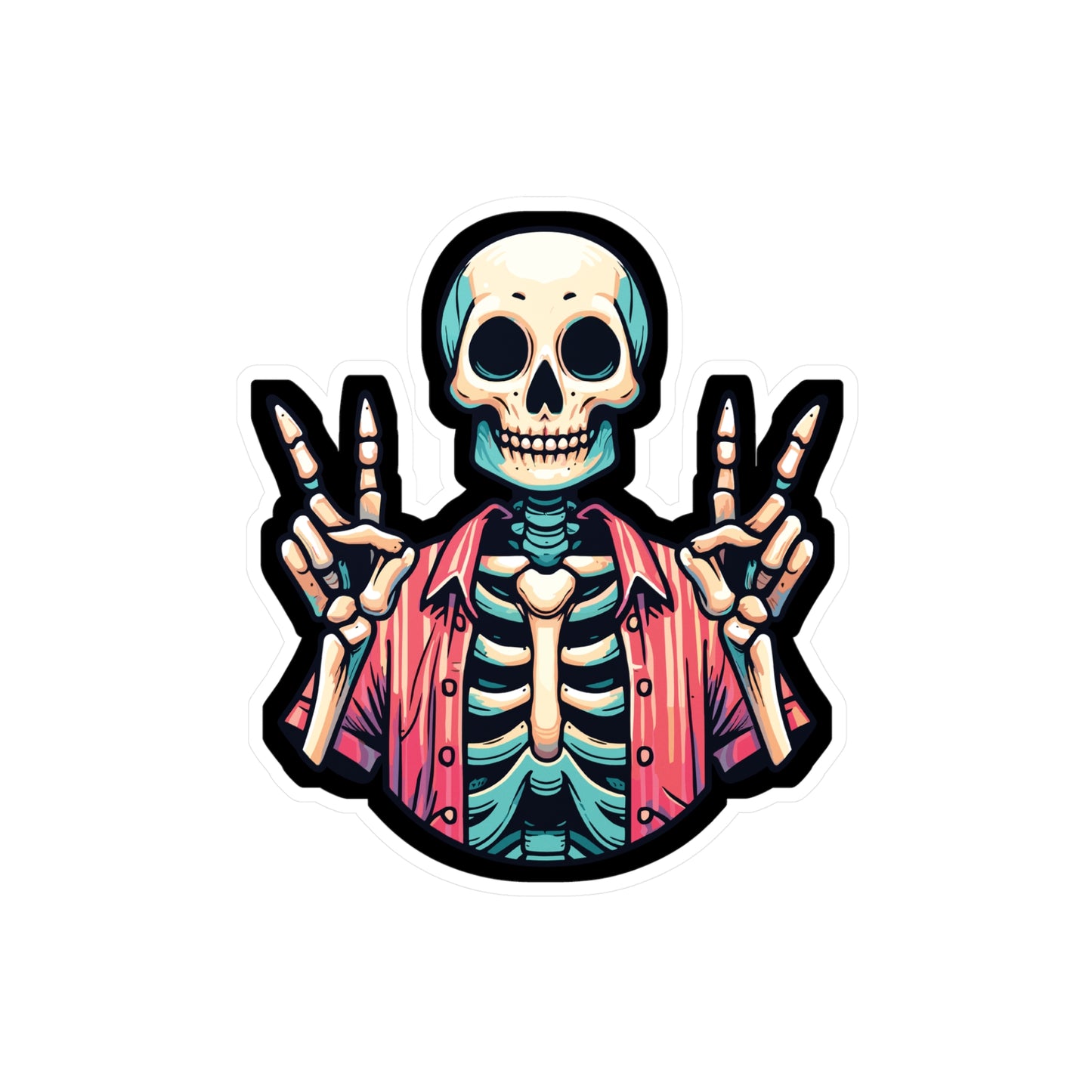 Skeleton Peace - Skeleton Sticker for Car Window Laptop Sticker. Water Bottle Sticker, Vinyl Peace Decal, Bones Sticker - Skeleton Gift