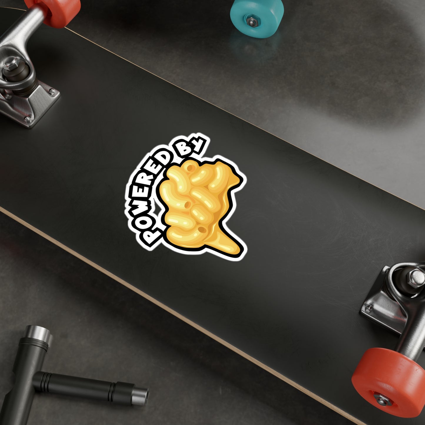 Powered by Mac & Cheese - Macaroni Sticker for Laptop Sticker. Water Bottle Sticker, Vinyl Mac Decal - Macaroni Gift