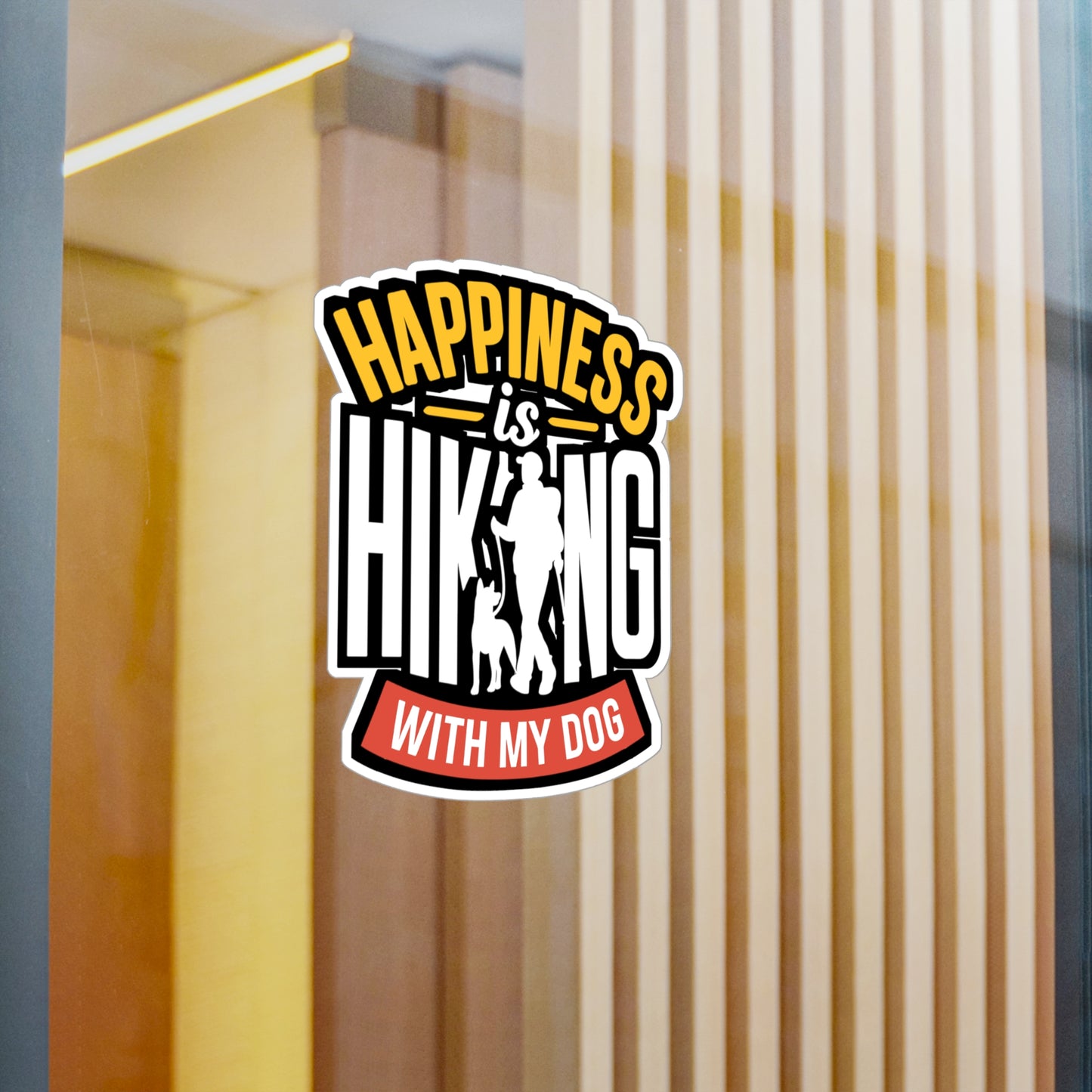 Happiness Is Hiking With My Dog - Hiking Sticker for Car Laptop Sticker. Water Bottle Sticker, Vinyl Hiker Decal - Hiking Gift