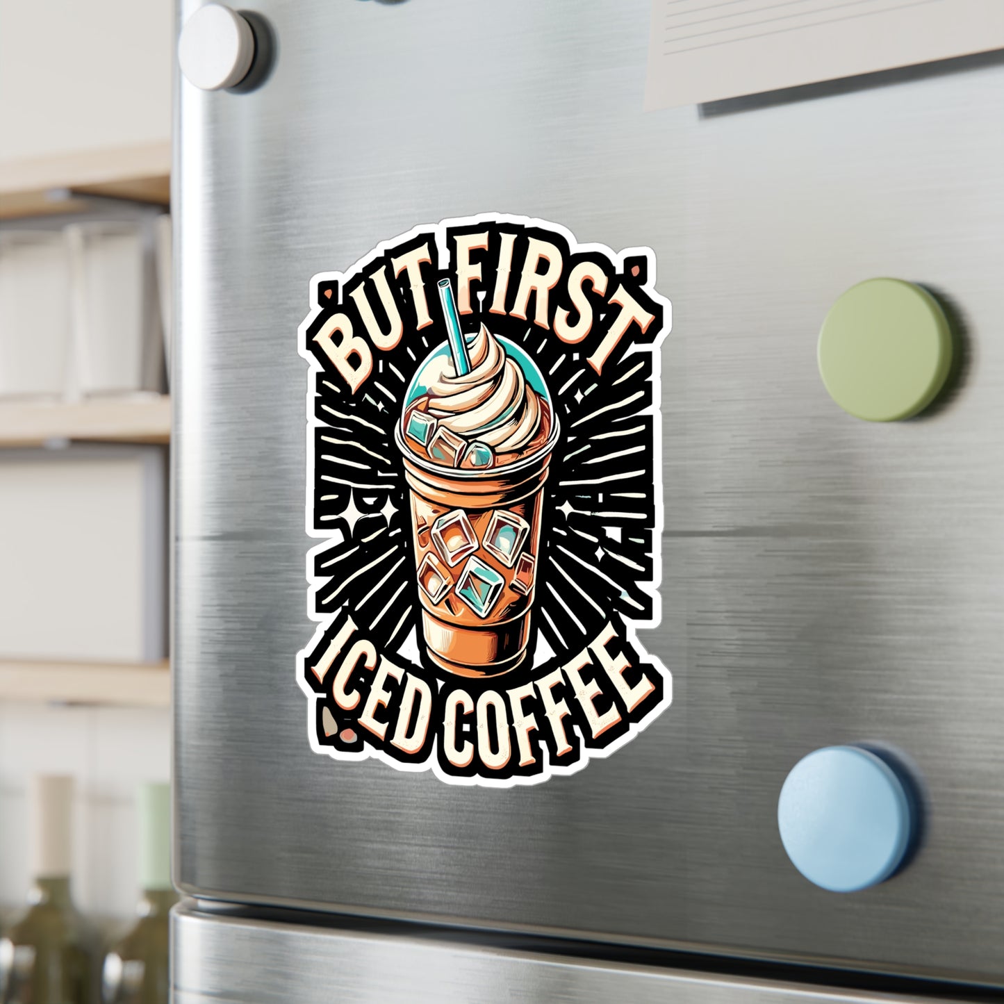 But First Iced Coffee - Iced coffee Sticker for Laptop Sticker. Water Bottle Sticker, Vinyl Coffee lover Decal - Iced coffee Gift