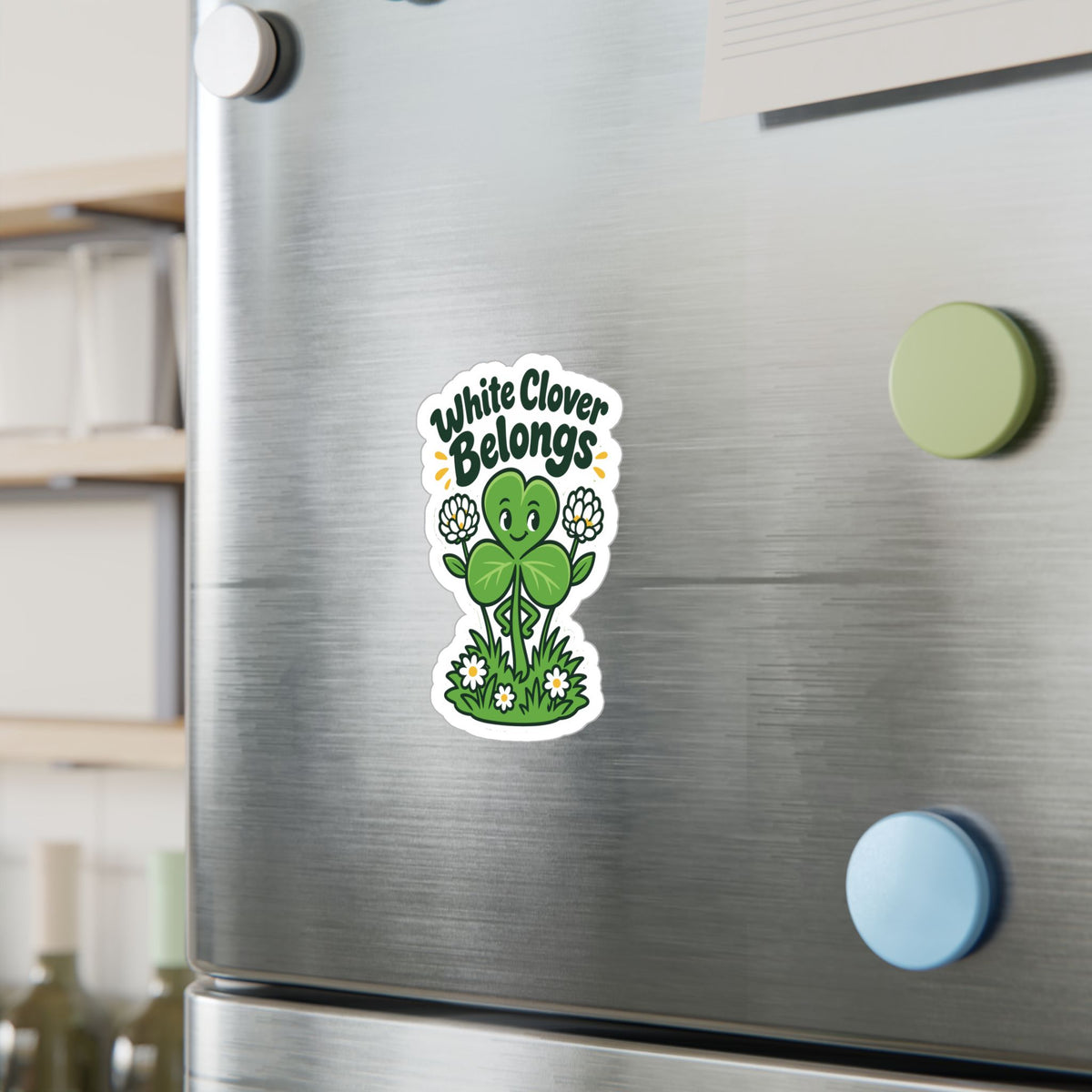 Plants Sticker – White Clover Belongs, Clover and Dandelion Decals Inspired by Nature and Friendship for Laptop or Water Bottle
