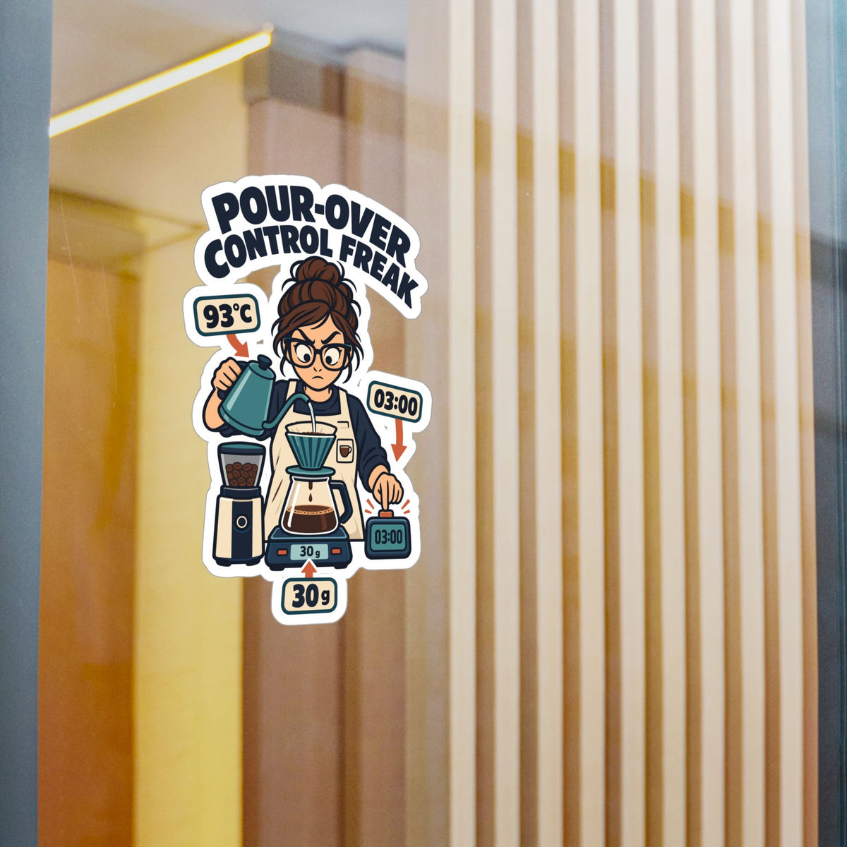 Espresso Sticker - Pour-over Control Freak, Coffee Decals for Your Grinder or Digital Scale