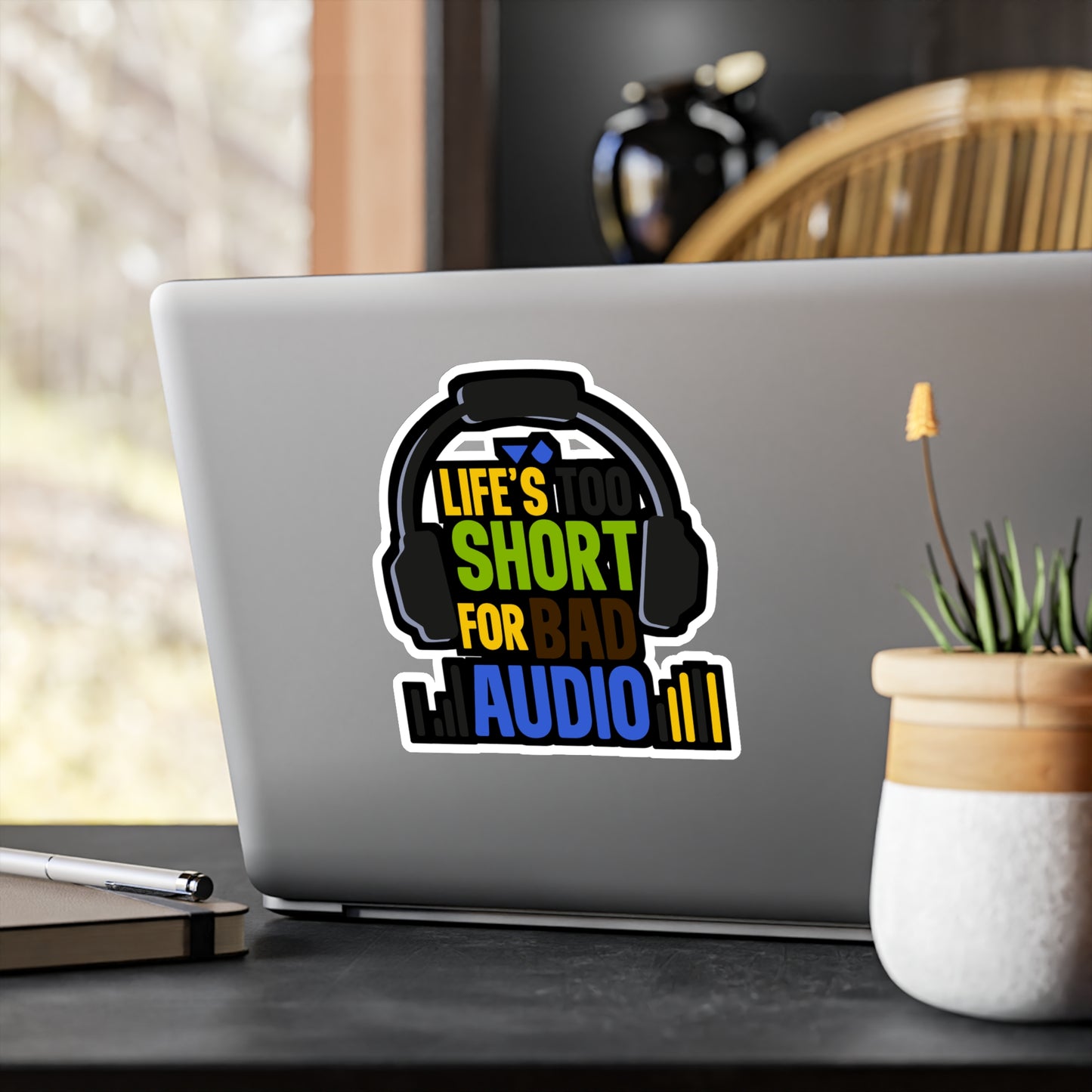 Life's too short for bad audio  - Audio-engineer Sticker for Laptop Sticker. Water Bottle Sticker, Vinyl Monitor Decal - Audio-engineer Gift