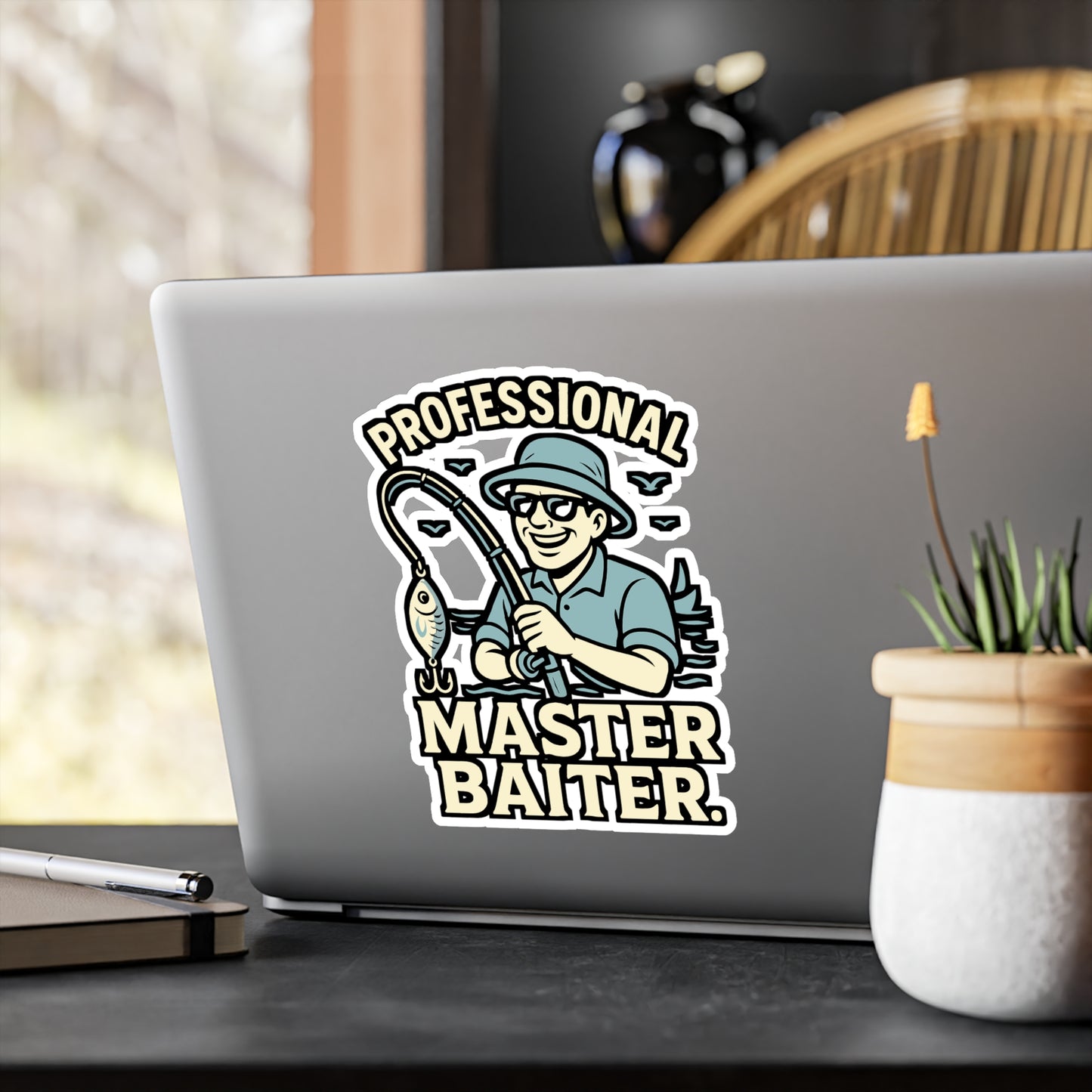 Fishing Sticker – Professional Master Baiter Decals for Angler, Waterproof Vinyl, Funny Angling Gift for Fisherman, Laptop or Water Bottle