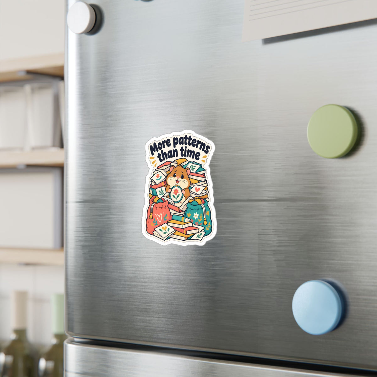 Embroidery Sticker – More Patterns Than Time – Needlework Decals for Stitching and Crafting Lovers, Laptop or Water Bottle