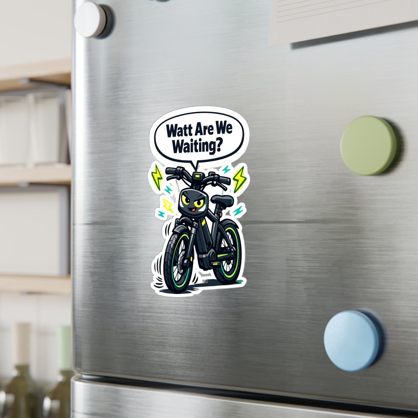 E-Bike Sticker Watt Are We Waiting? Funny Electric Bike Decals, Waterproof Vinyl for Laptop, Water Bottle, E Cycling E Cyclist