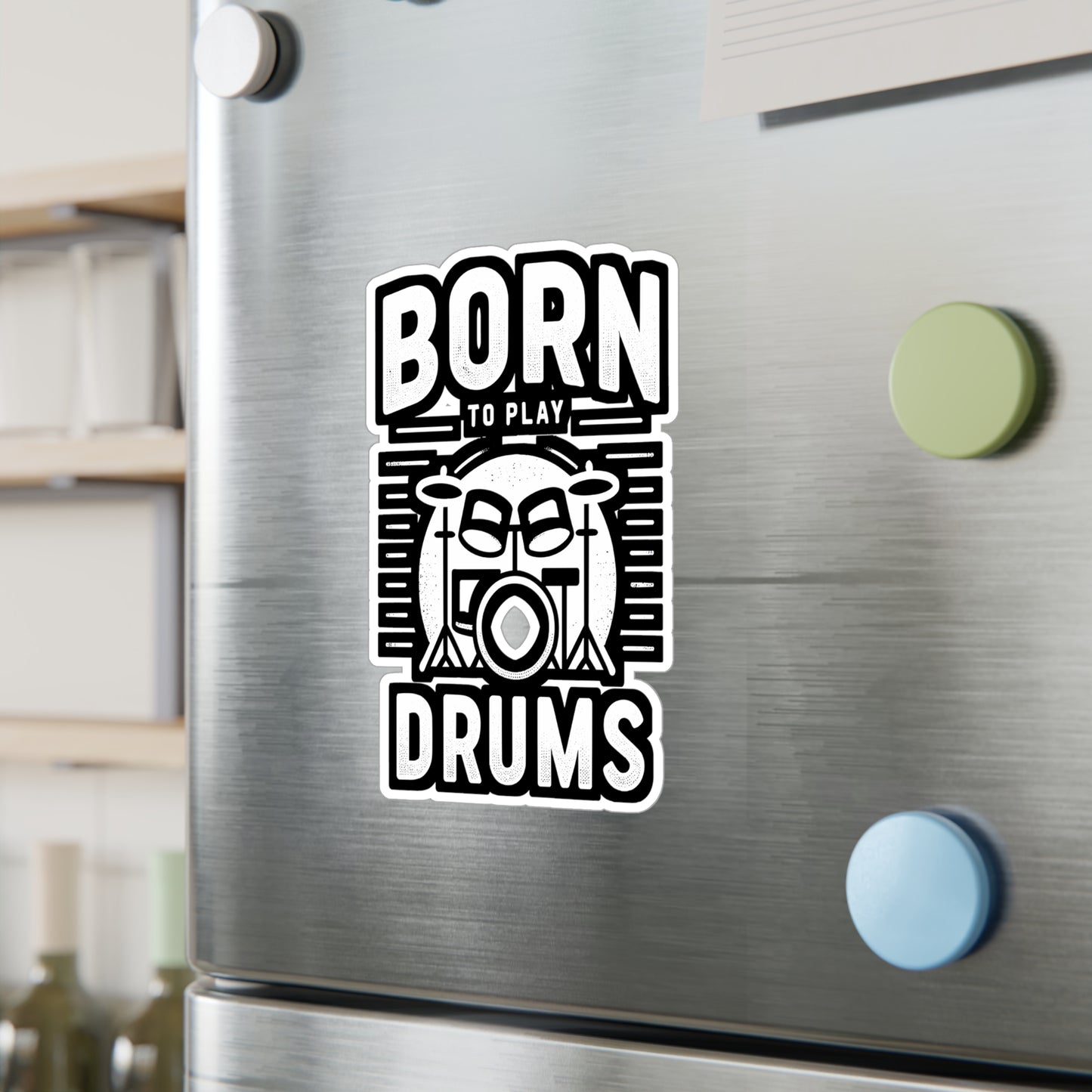 Born To Play Drums - Audio-engineer Sticker for Laptop Sticker. Water Bottle Sticker, Vinyl Monitor Decal - Audio-engineer Gift