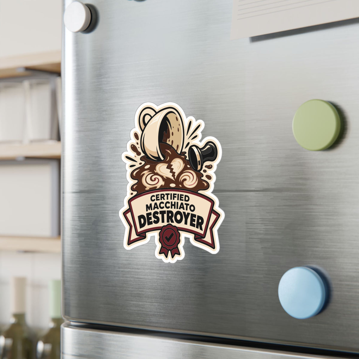 Espresso Sticker - Certified Macchiato Destroyer Decals for Your Coffee Grinder or Digital Scale