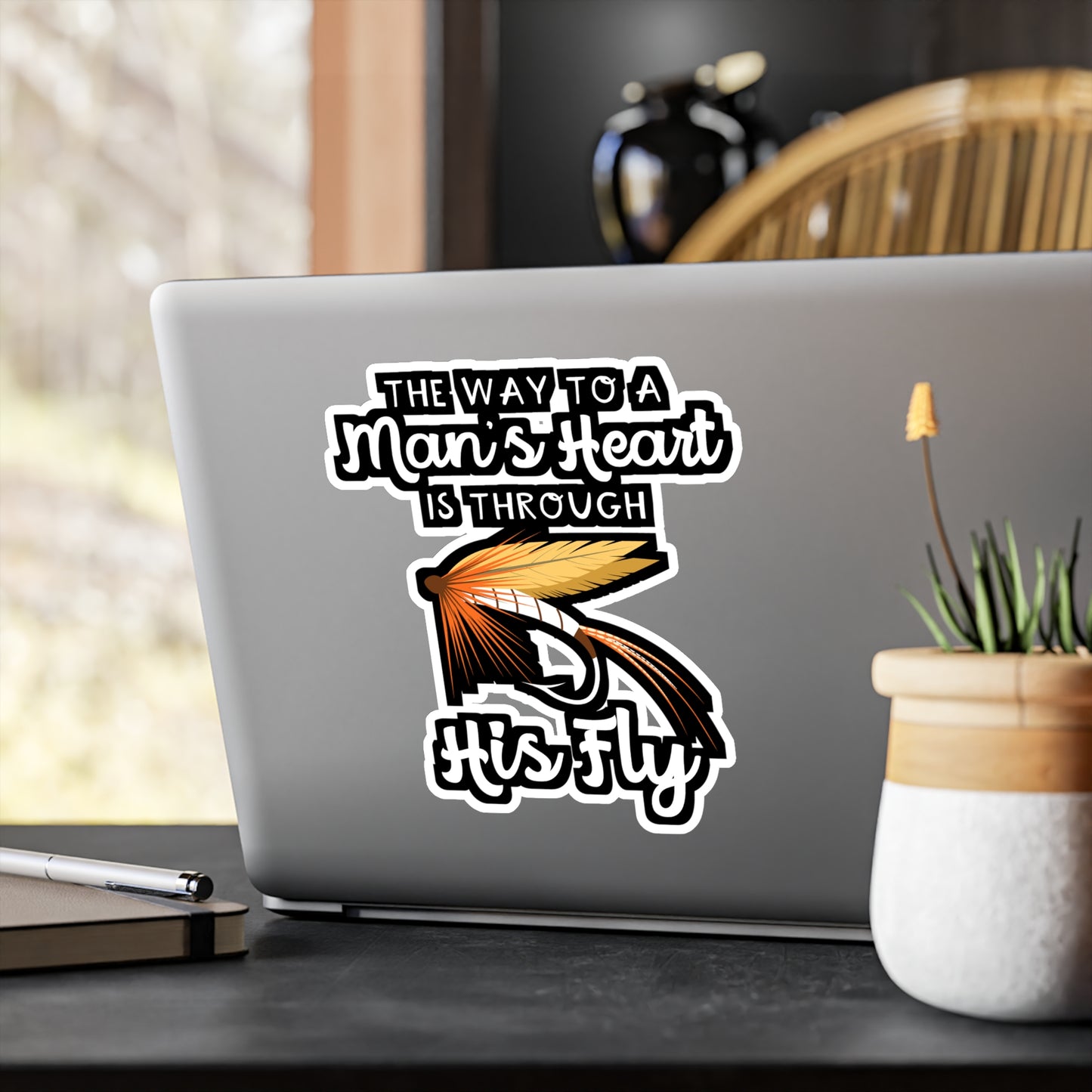The Way To A Man's Heart Fly Fishing | Fishing Sticker | Angling Decals | Lake Laptop Sticker | Fishing Gift | Angling Gift