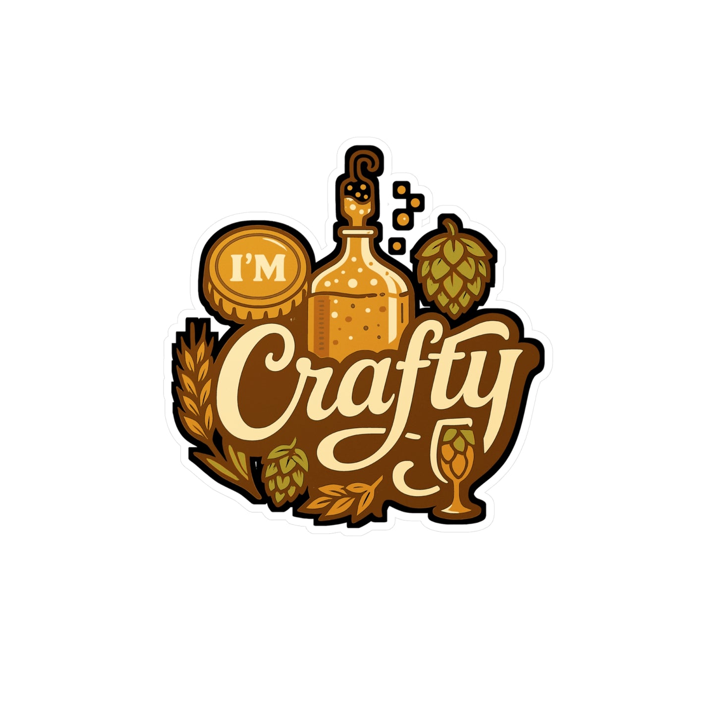 I'm Crafty - Home Brew Sticker for Laptop, Water Bottle, Gift for Beer Lovers, DIY Brewers, Home Brewing Enthusiasts