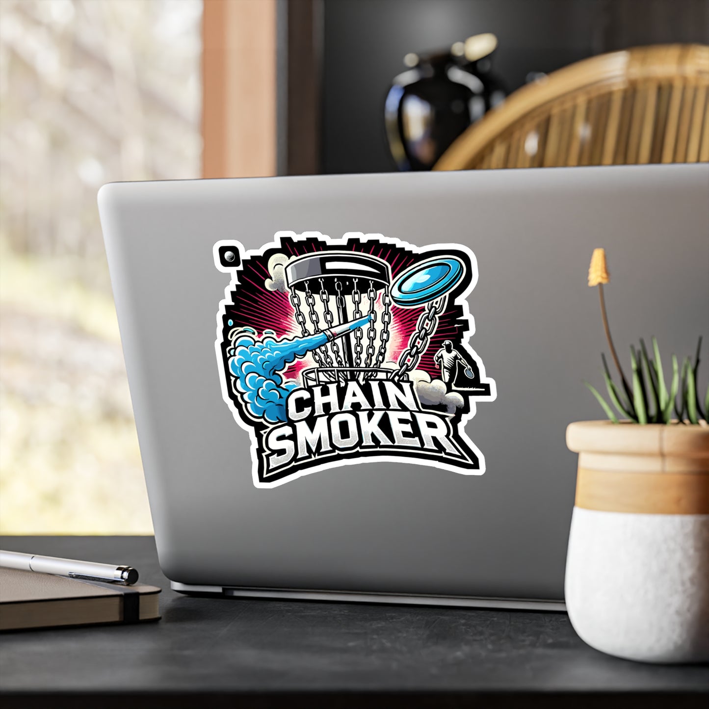 Chain Smoker - Disc golf Sticker for Laptop Sticker. Water Bottle Sticker, Vinyl Chain smoker Decal - Disc golf Gift