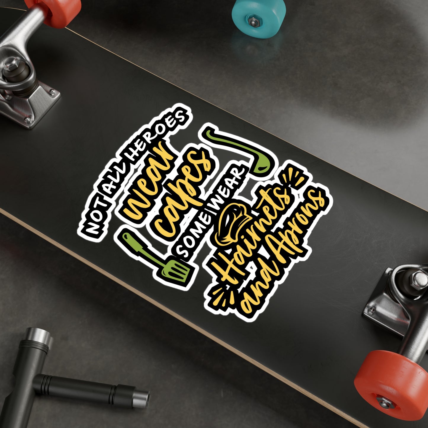 Not All Heroes Wear Capes Some Wear Hairnet And Aprons | Lunch lady Sticker | Lunch Decals | Lunch lady Gift