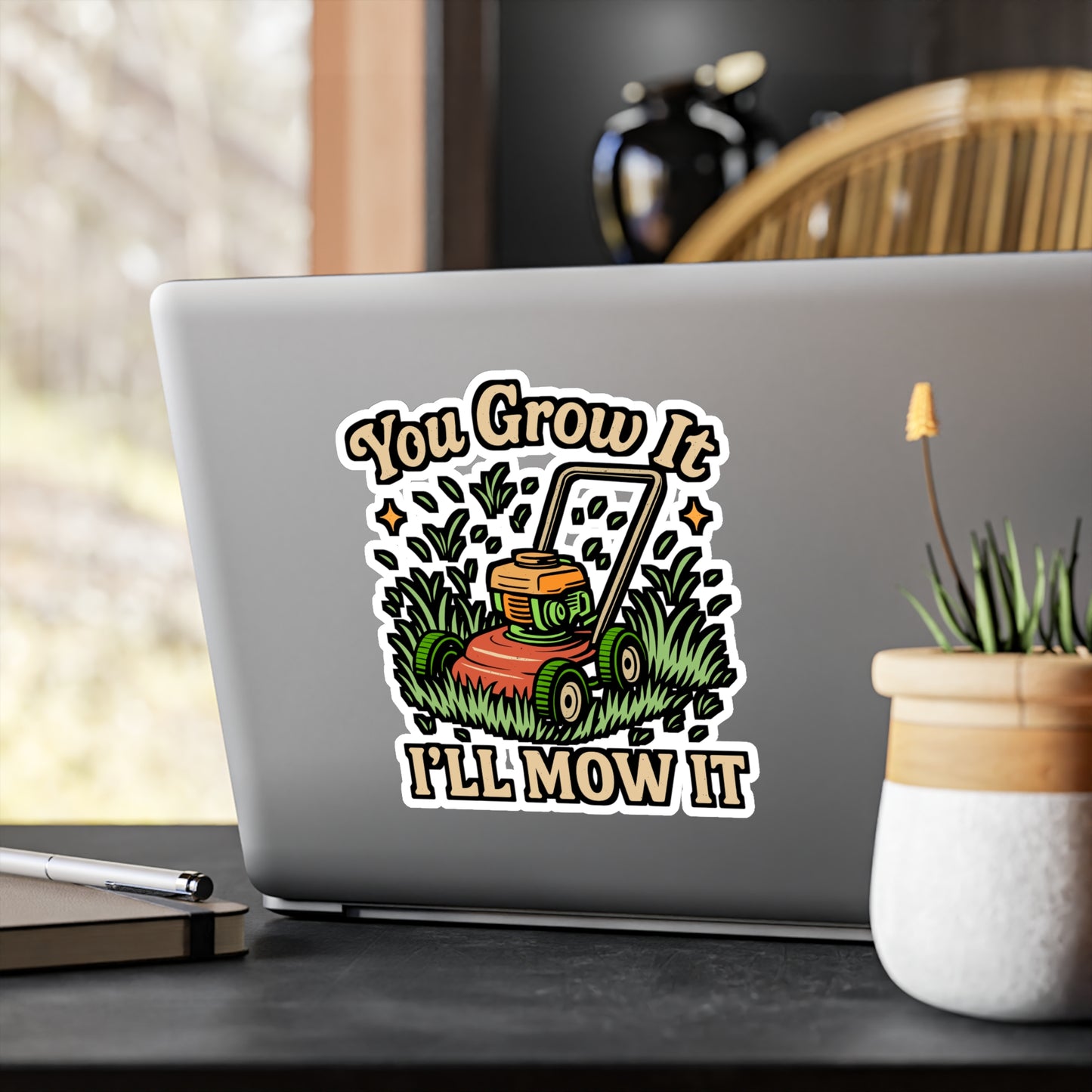 You Grow It I'll Mow It – Funny Lawn Mower Sticker | Vinyl Decal for Laptop or Water Bottle | Gardening & Landscaper Gift