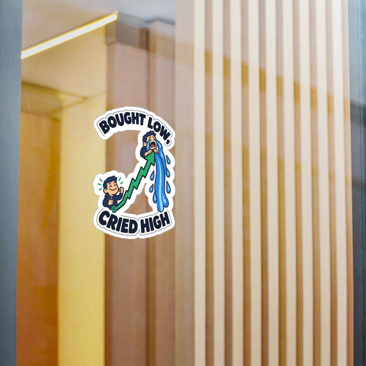 Day Trading Sticker – Bought Low, Cried High – Funny Decals for the Stock Market and Forex Trader, Laptop or Water Bottle