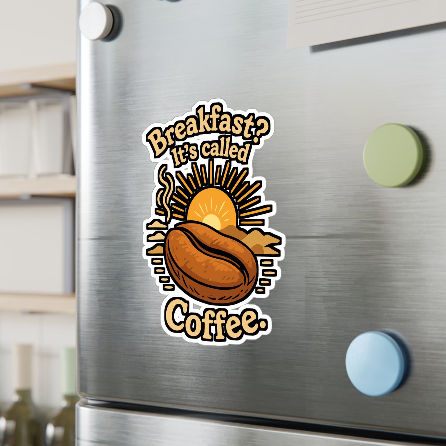 Coffee Sticker – Breakfast Its Called Coffee Decals for Laptop or Water Bottle, Fun Caffeine Morning Beans Design, Waterproof Vinyl