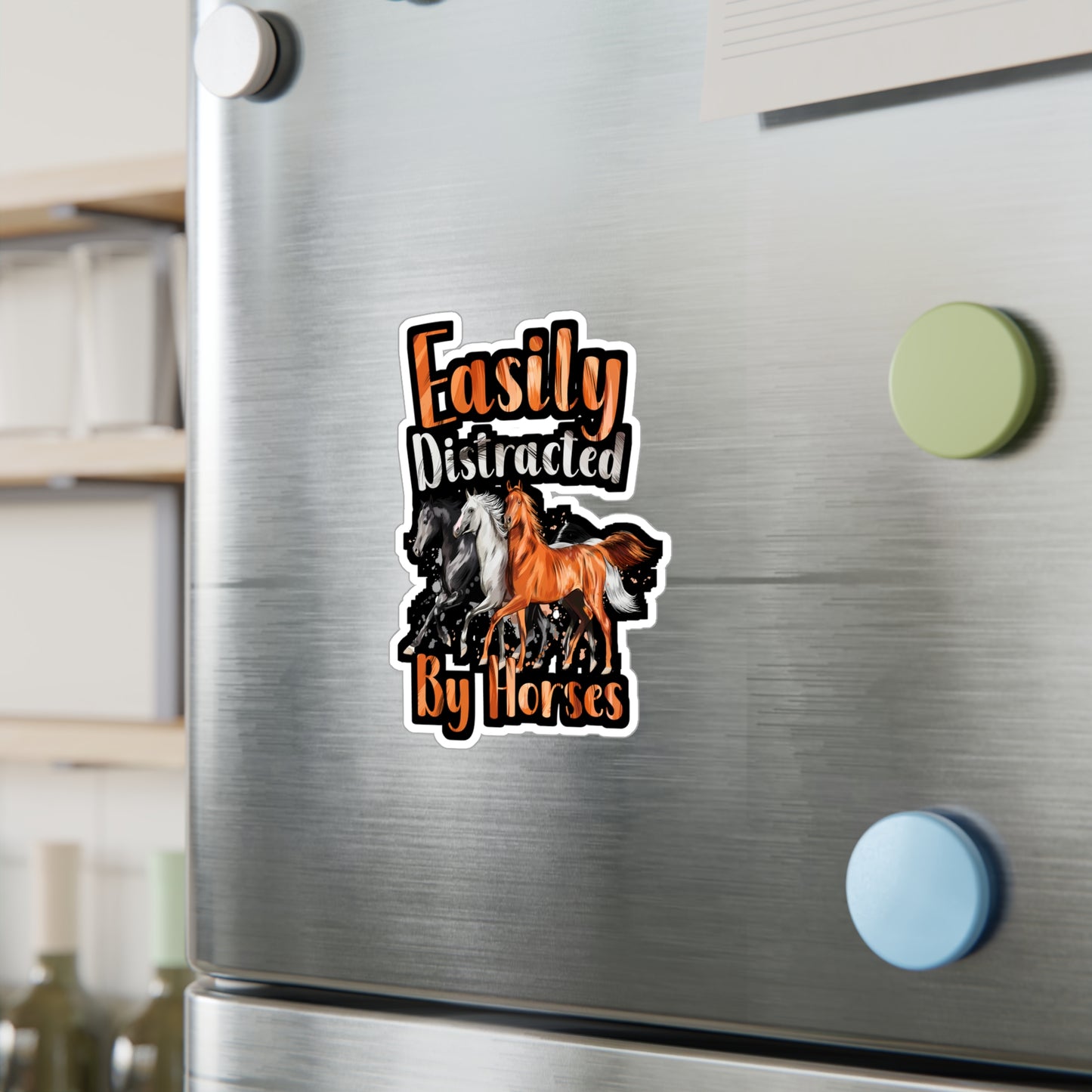 Easily Distracted By Horses - Horse Sticker for Wall, Laptop, Window, Truck, Car Horse Gift Vinyl Barn Decal Sticker