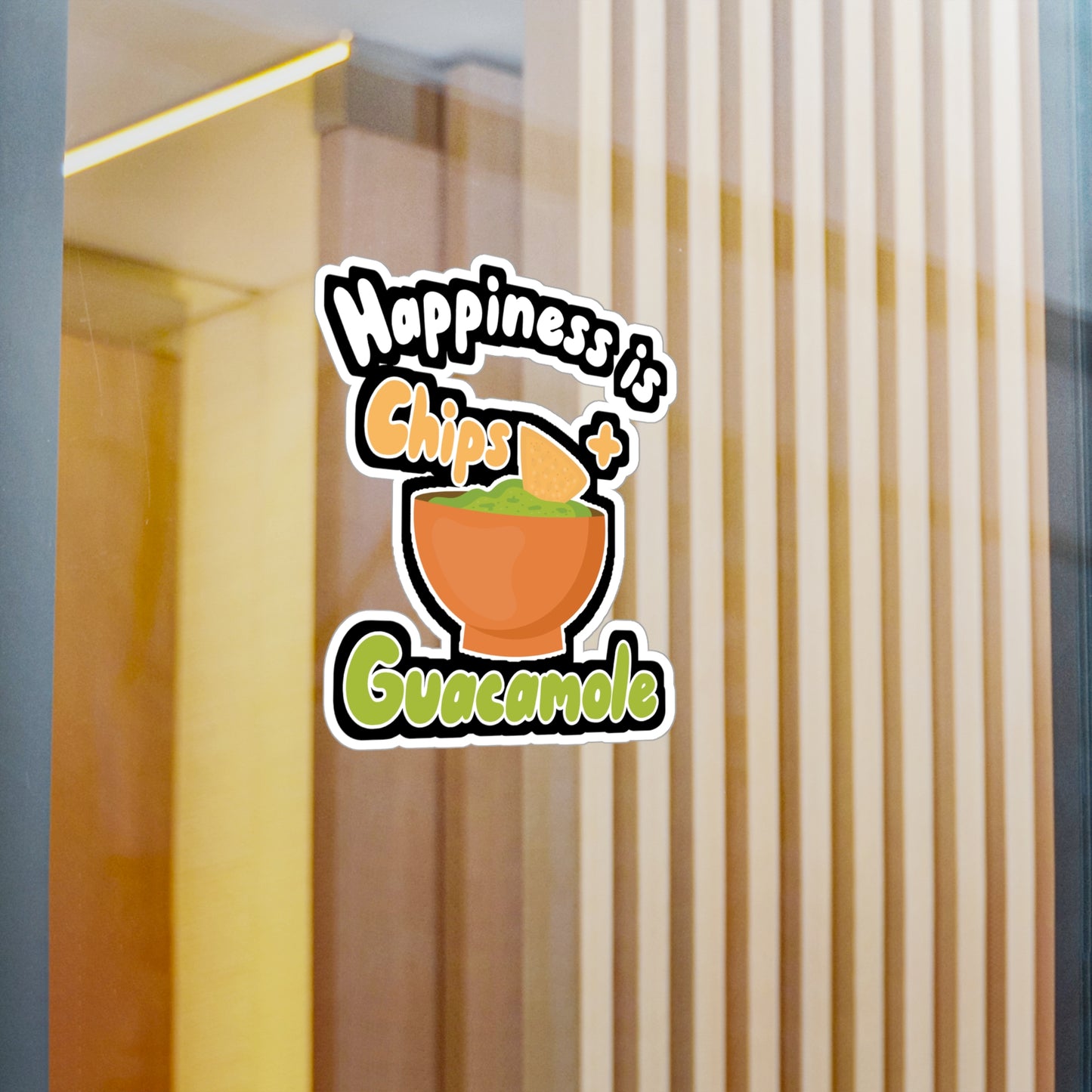 Happiness is Chips + Guacamole - Avocado Sticker for Wall, Laptop, Window, Truck, Car Avocado Gift Vinyl Food Decal Sticker