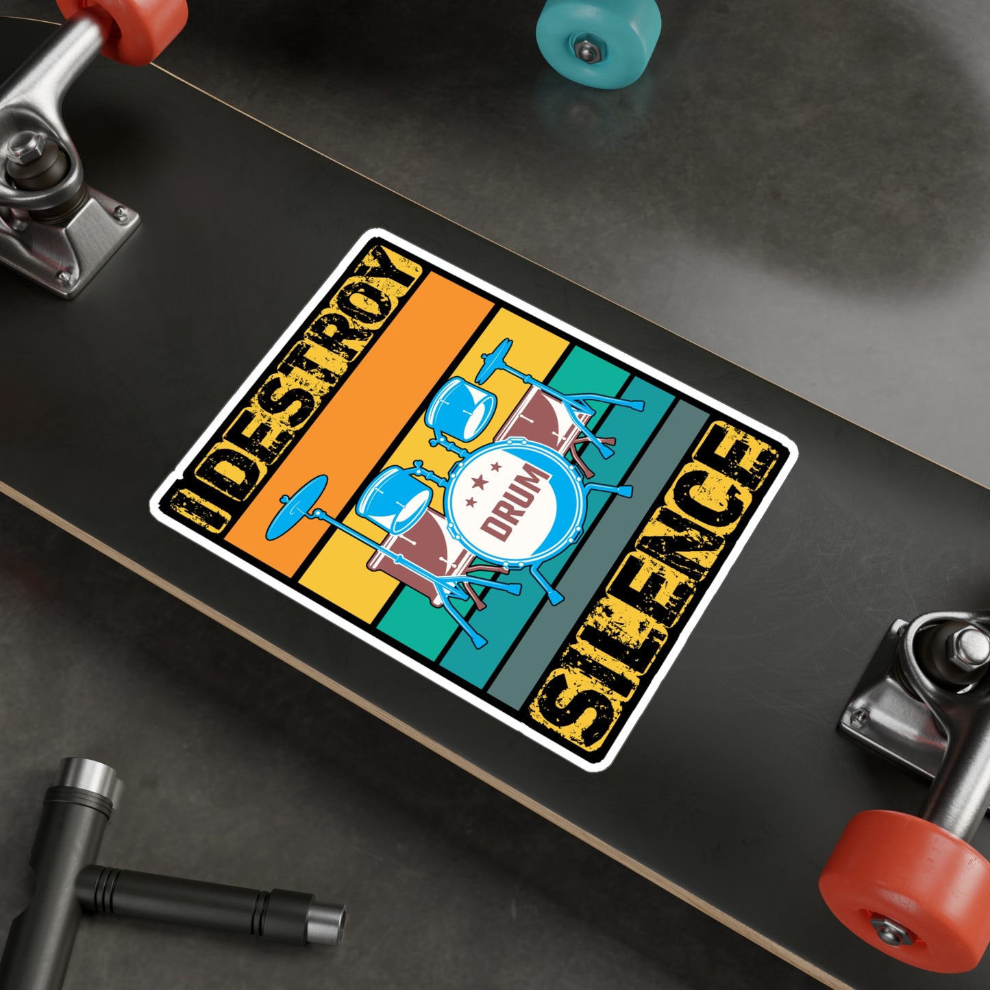 I Destroy Silence - Drums Sticker for Car Window Laptop Sticker, Water Bottle Sticker, Vinyl Drummer Decal, Drum kit Sticker - Drums Gift