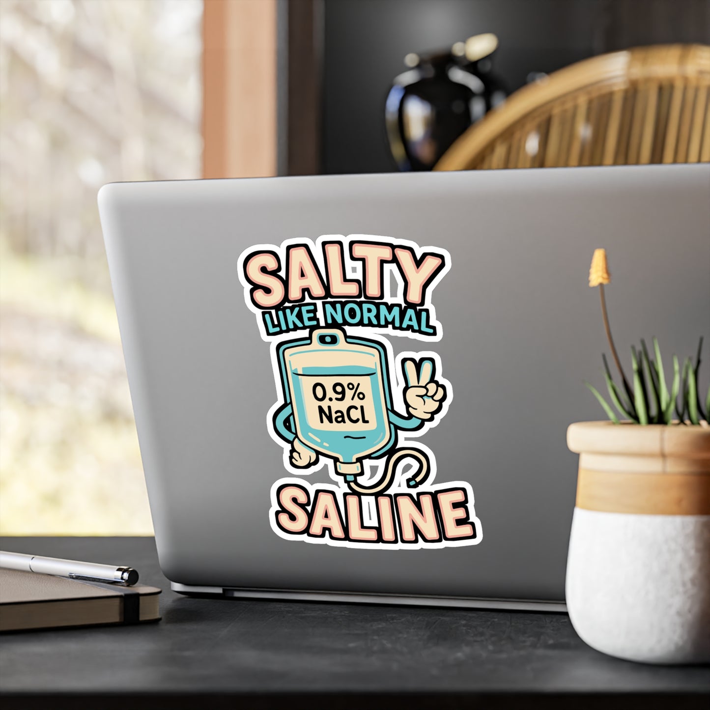 Salty Like Normal Saline – Funny Nurse Sticker for Laptop, Car, or Water Bottle | Vinyl Medical Decal, Nurse Gift