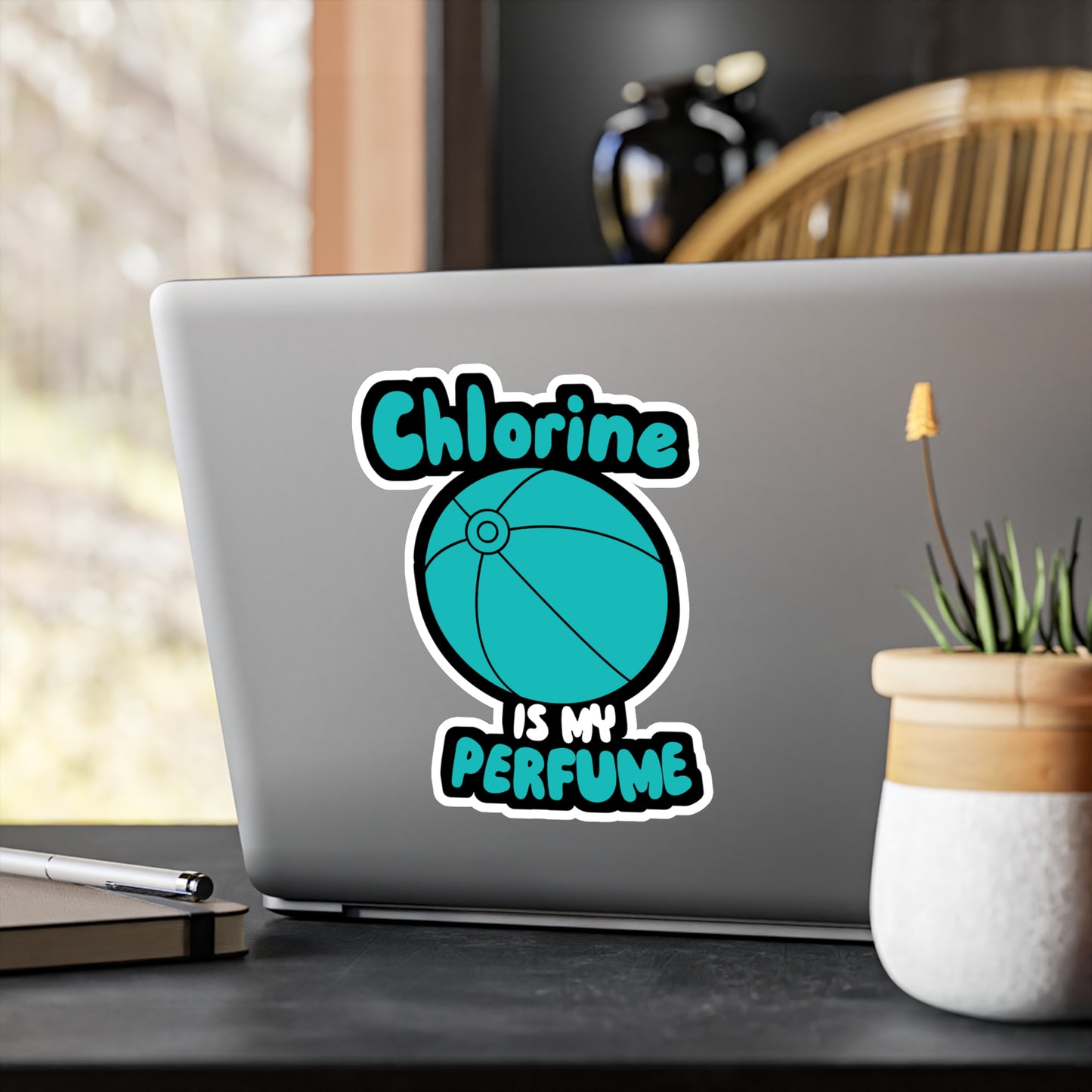 Chlorine Is My Perfume - Watersports Sticker for Wall, Laptop, Window, Truck, Car Watersports Gift Vinyl Water Decal Sticker