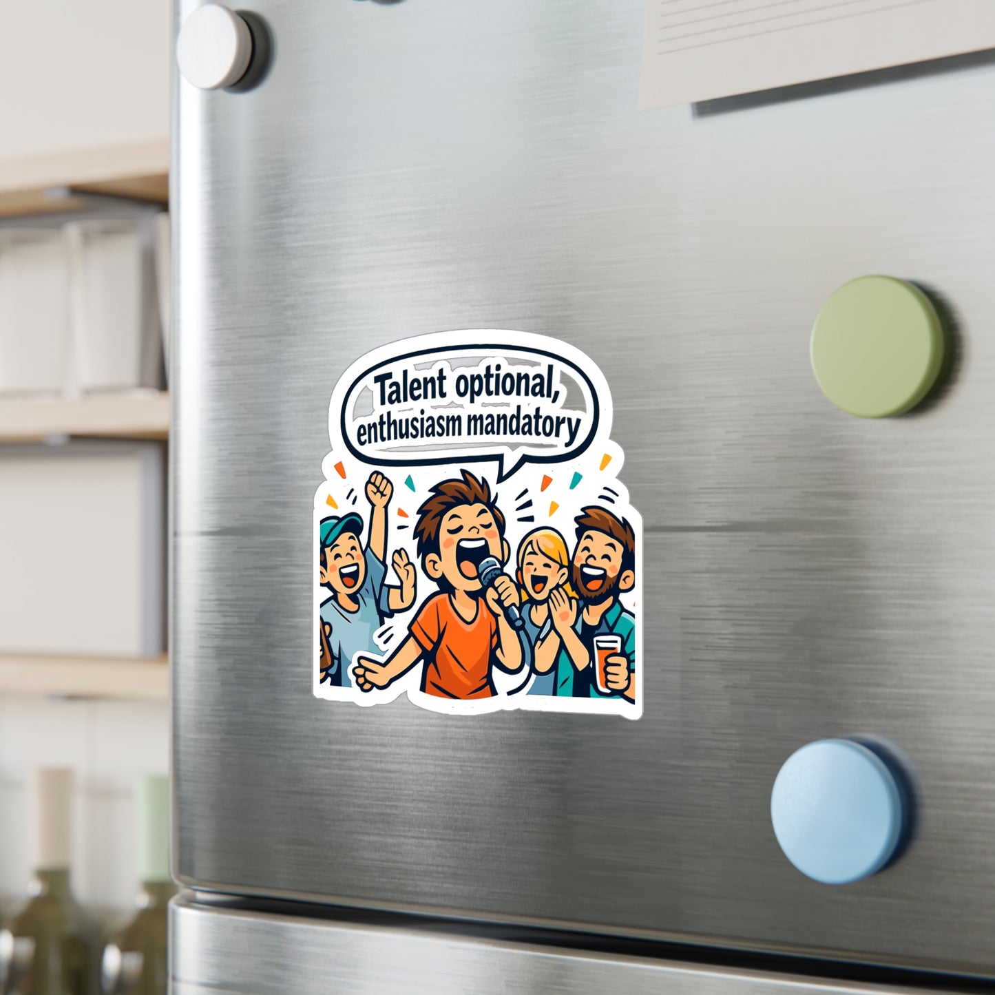 Karaoke Sticker "Talent optional, enthusiasm mandatory" Funny Music Beer Booze decals, Waterproof Vinyl sticker for Laptop, Water Bottle