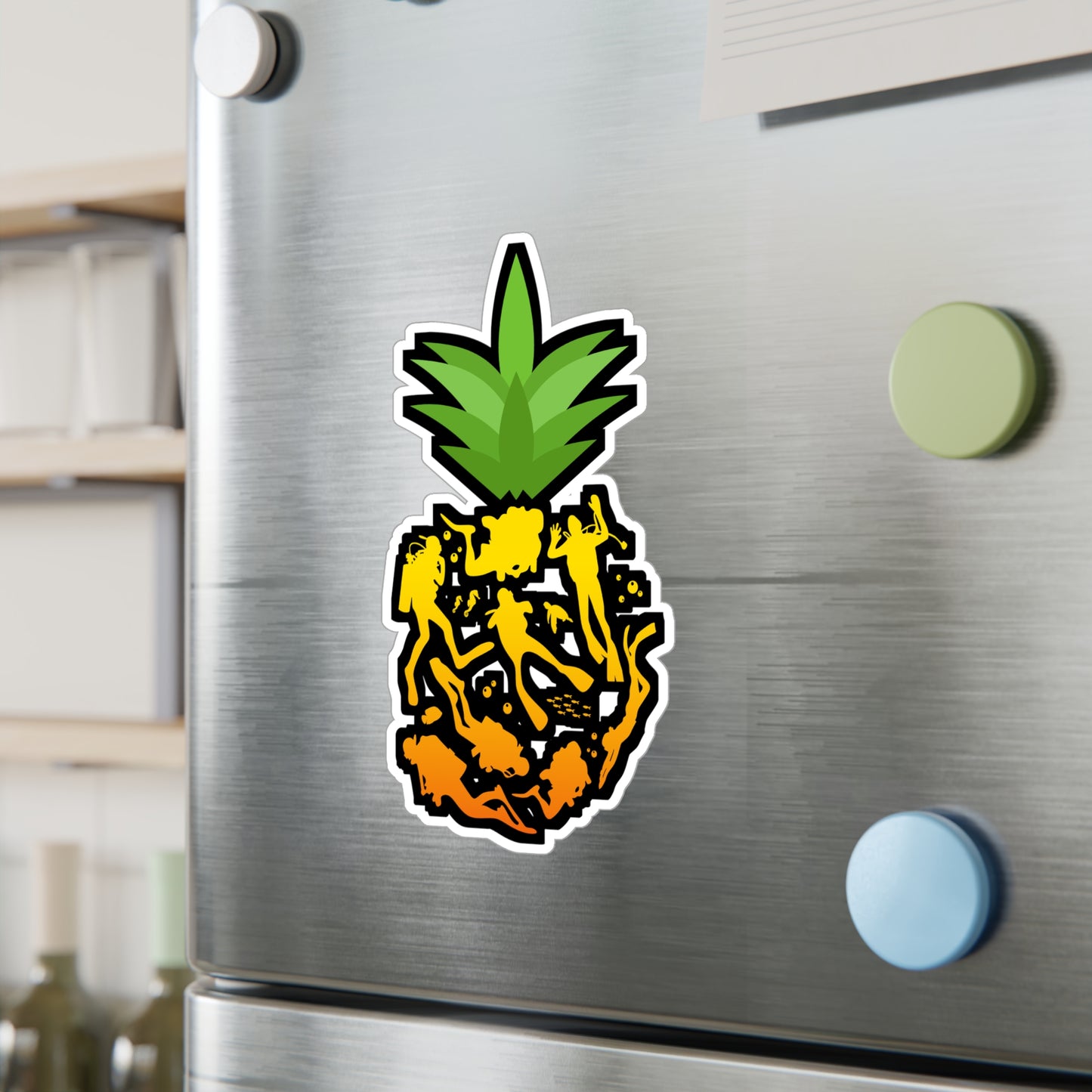Pineapple Scuba Diver - Diver Sticker for Laptop Sticker. Water Bottle Sticker, Vinyl Scuba-diving Decal - Diver Gift
