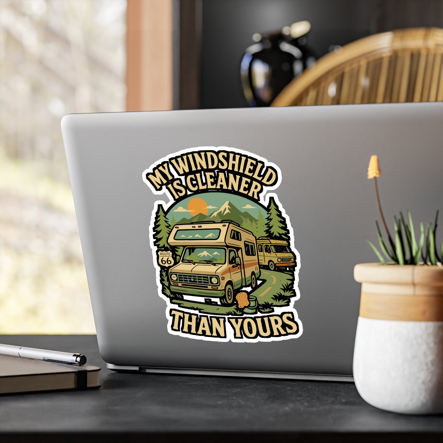 My Windshield Is Cleaner Than Yours – Camper Sticker for RV, Laptop & Water Bottle | Funny Travel Trailer Gift