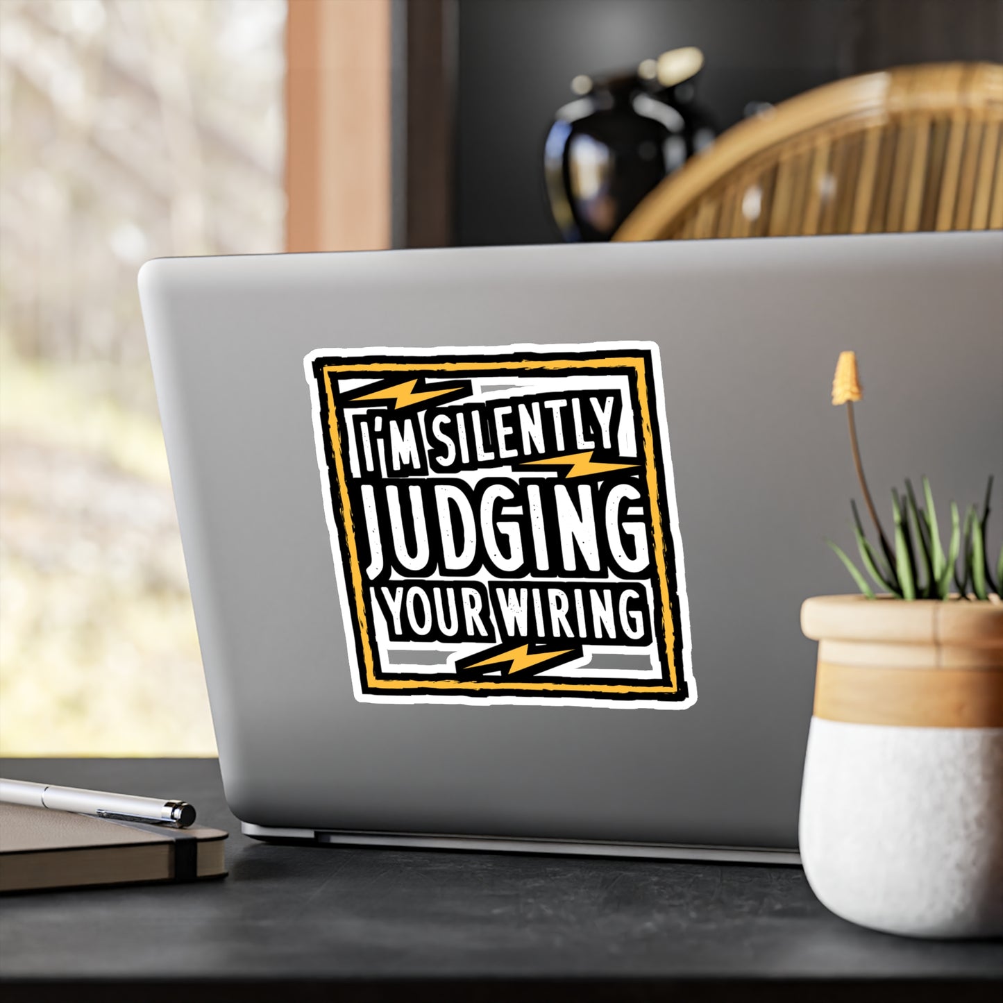 I'm Silently Judging Your Wiring - Electrician Sticker for Laptop Sticker. Water Bottle Sticker, Vinyl Wiring Decal - Electrician Gift