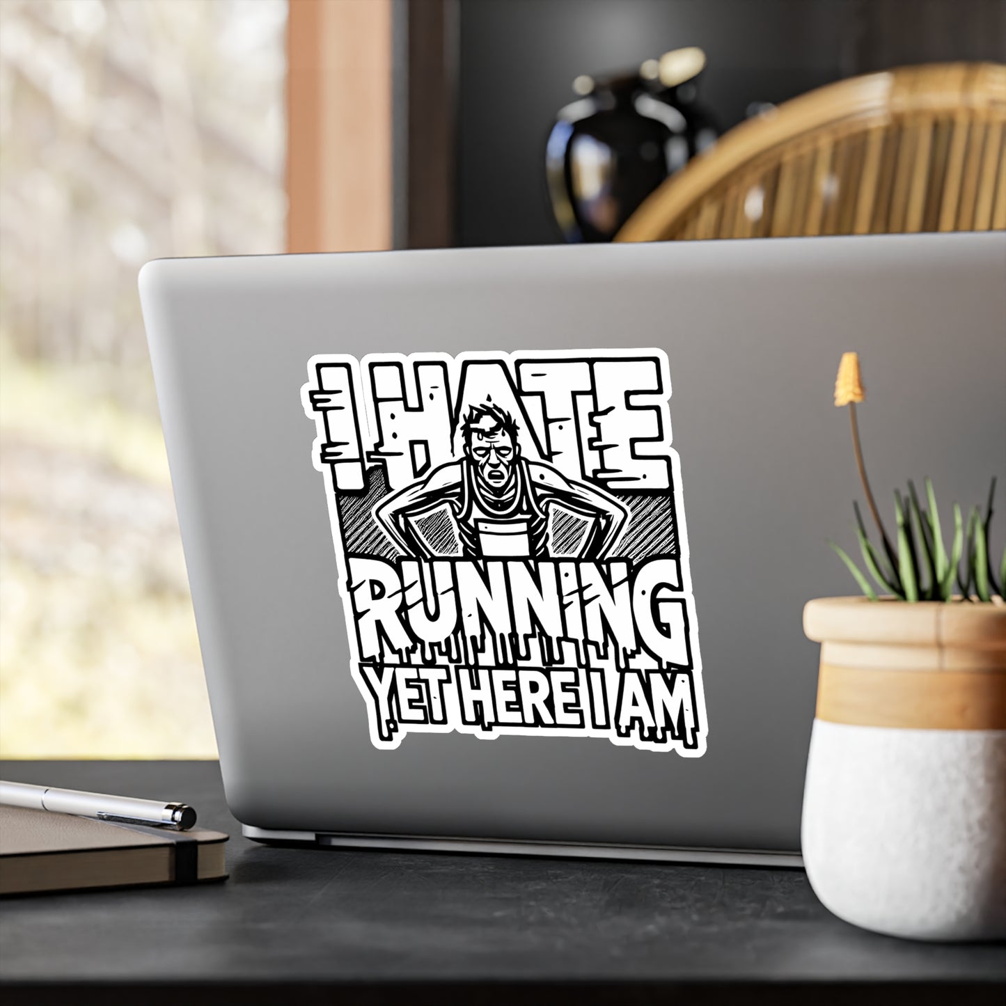 I Hate Running Yet Here I Am – Vinyl Running Sticker for Laptop or Water Bottle | Funny Runner Gift, Motivational Decal