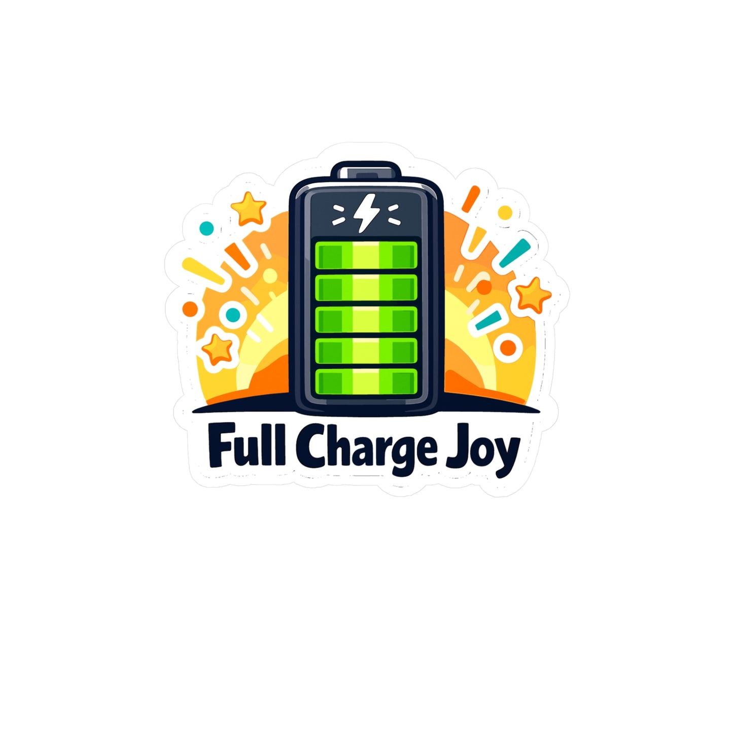 E-Bike Sticker Full Charge Joy Electric Bike Ecycling Design, Waterproof Vinyl Decals for Laptop, Water Bottle, E Cyclist Gift