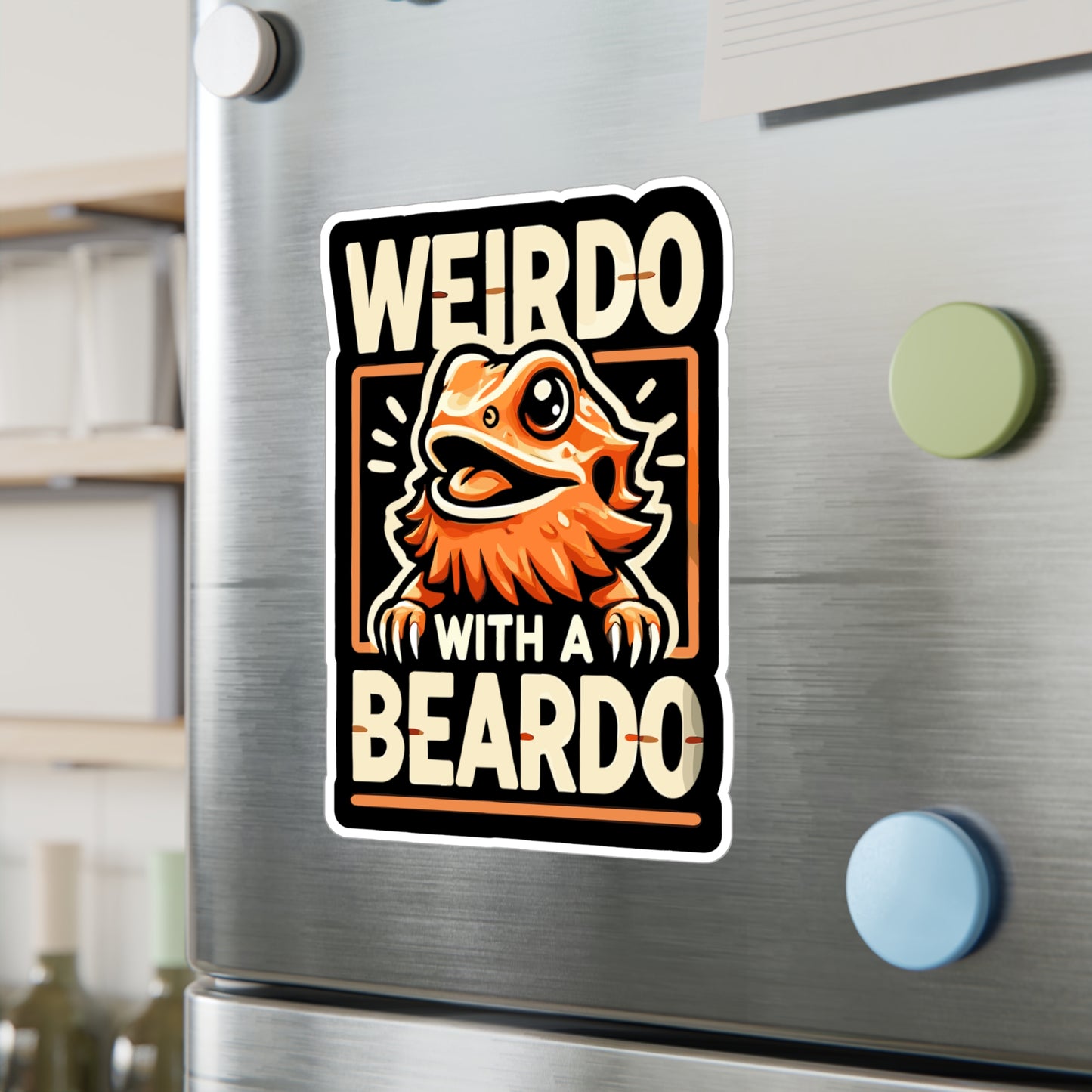 Weirdo With A Beardo - Lizards Sticker for Laptop Sticker. Water Bottle Sticker, Vinyl Beardies Decal - Lizards Gift